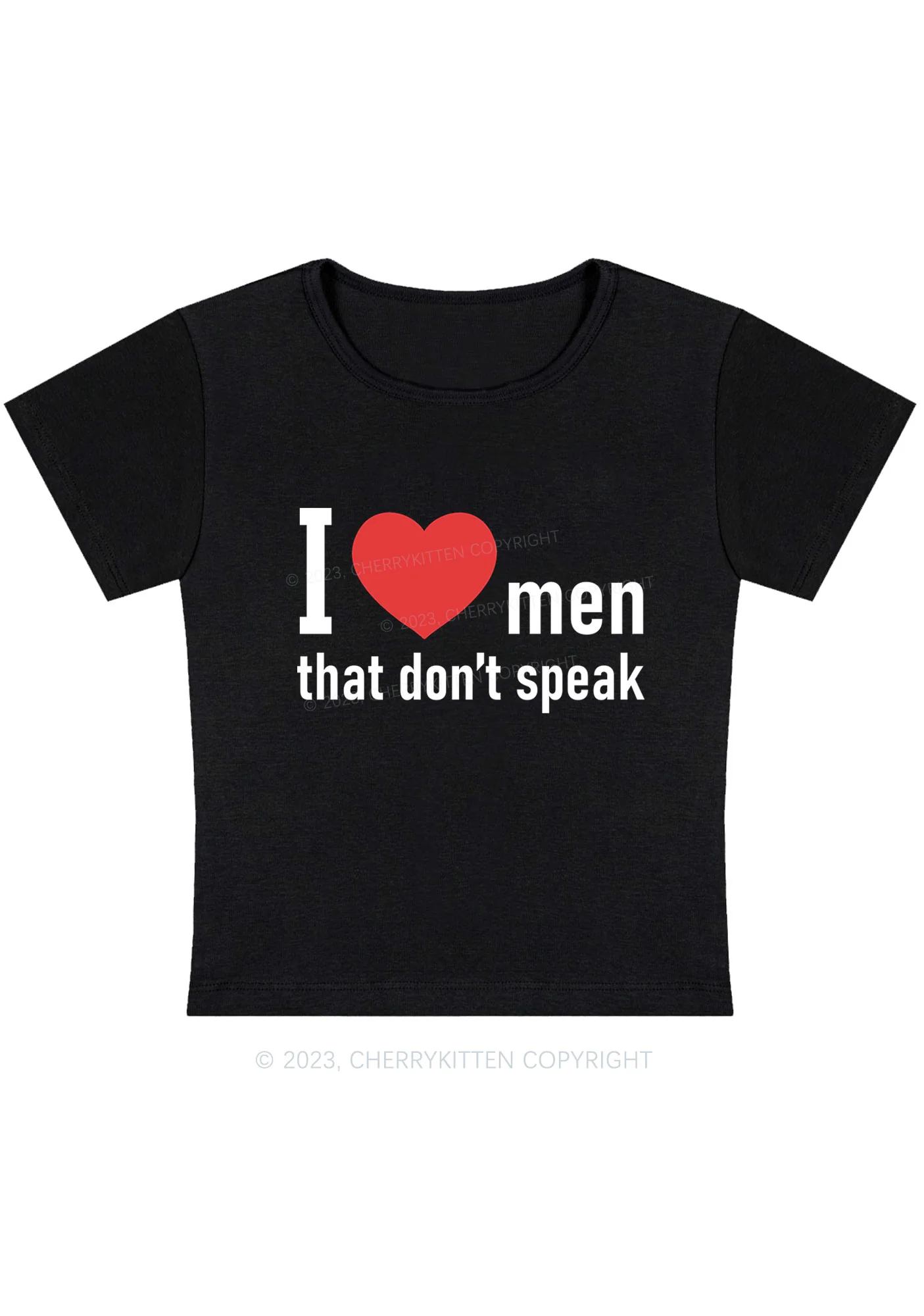 Curvy I Love Men That Don't Speak Baby Tee Cherrykitten - Image 3