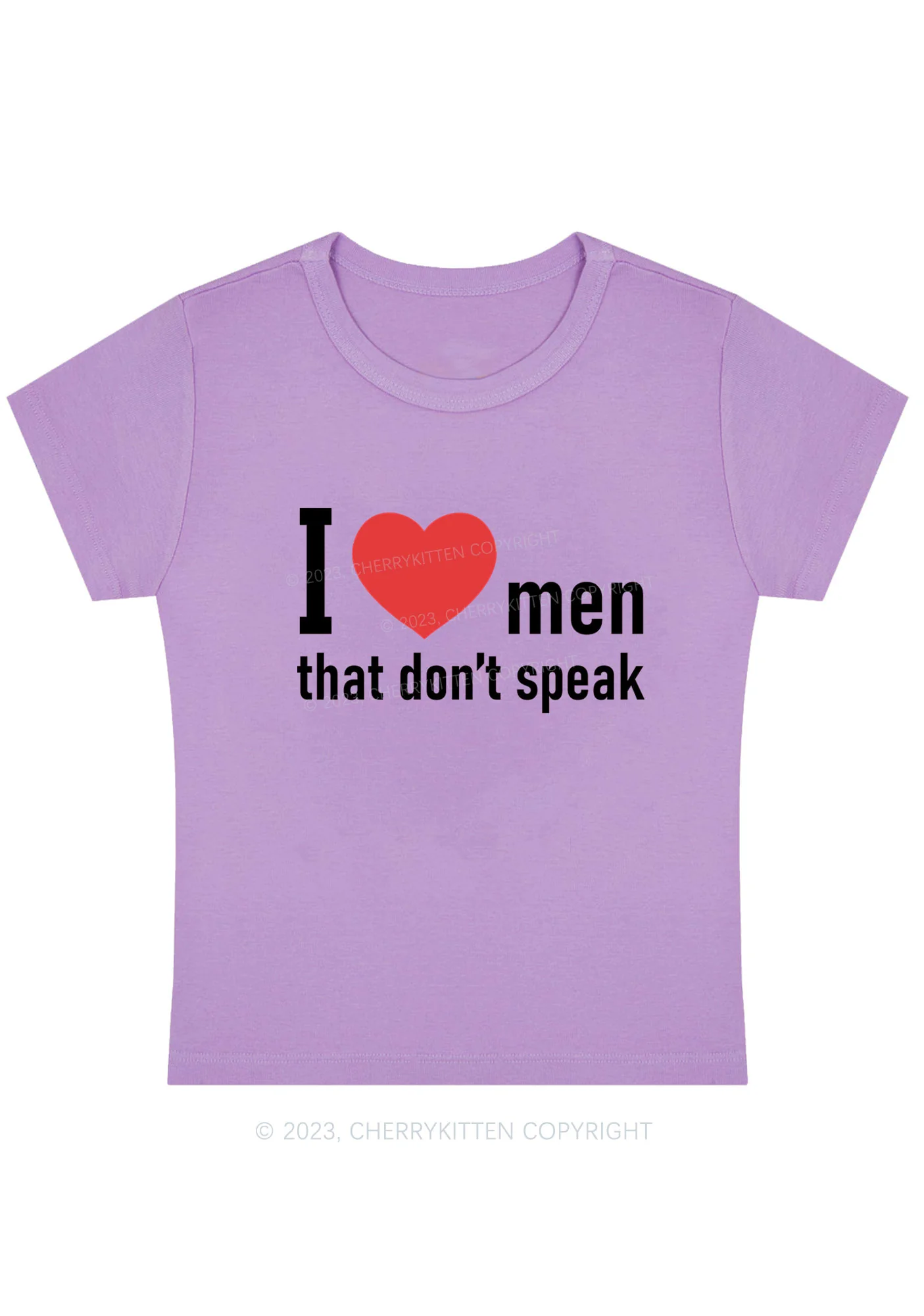 Curvy I Love Men That Don't Speak Baby Tee Cherrykitten - Image 4