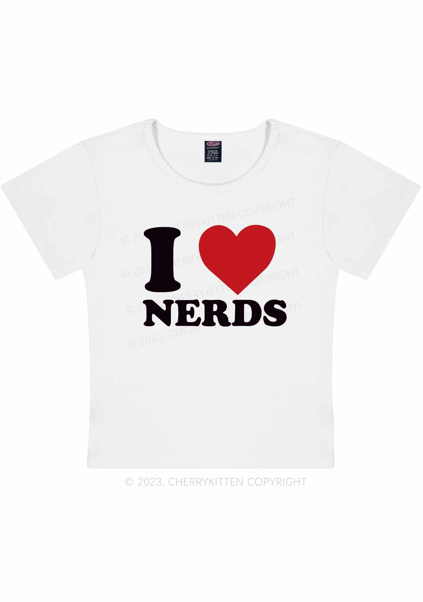 Curvy I Love Nerds Y2K Baby Tee Cherrykitten - Image 2