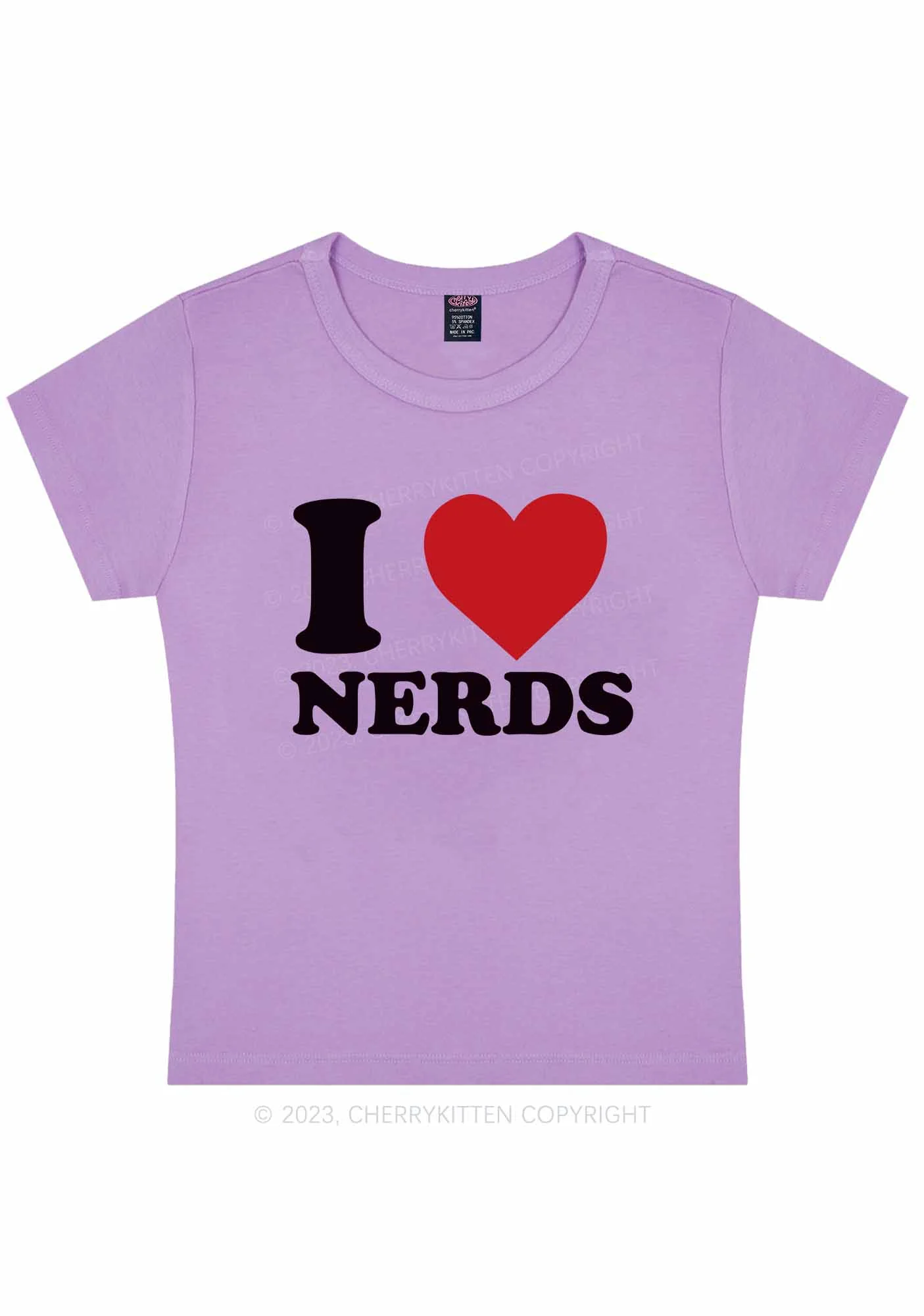 Curvy I Love Nerds Y2K Baby Tee Cherrykitten - Image 4