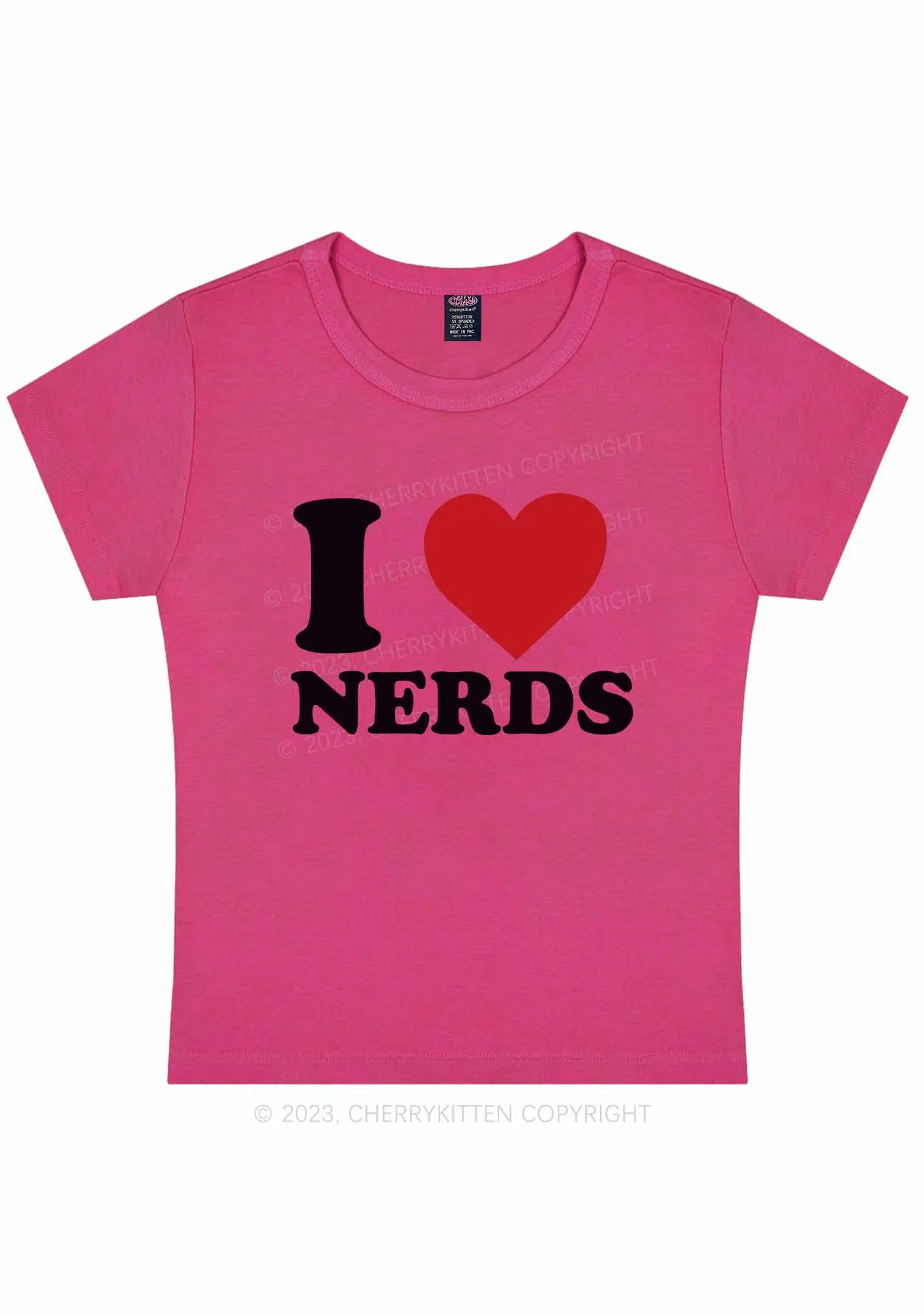 Curvy I Love Nerds Y2K Baby Tee Cherrykitten - Image 5