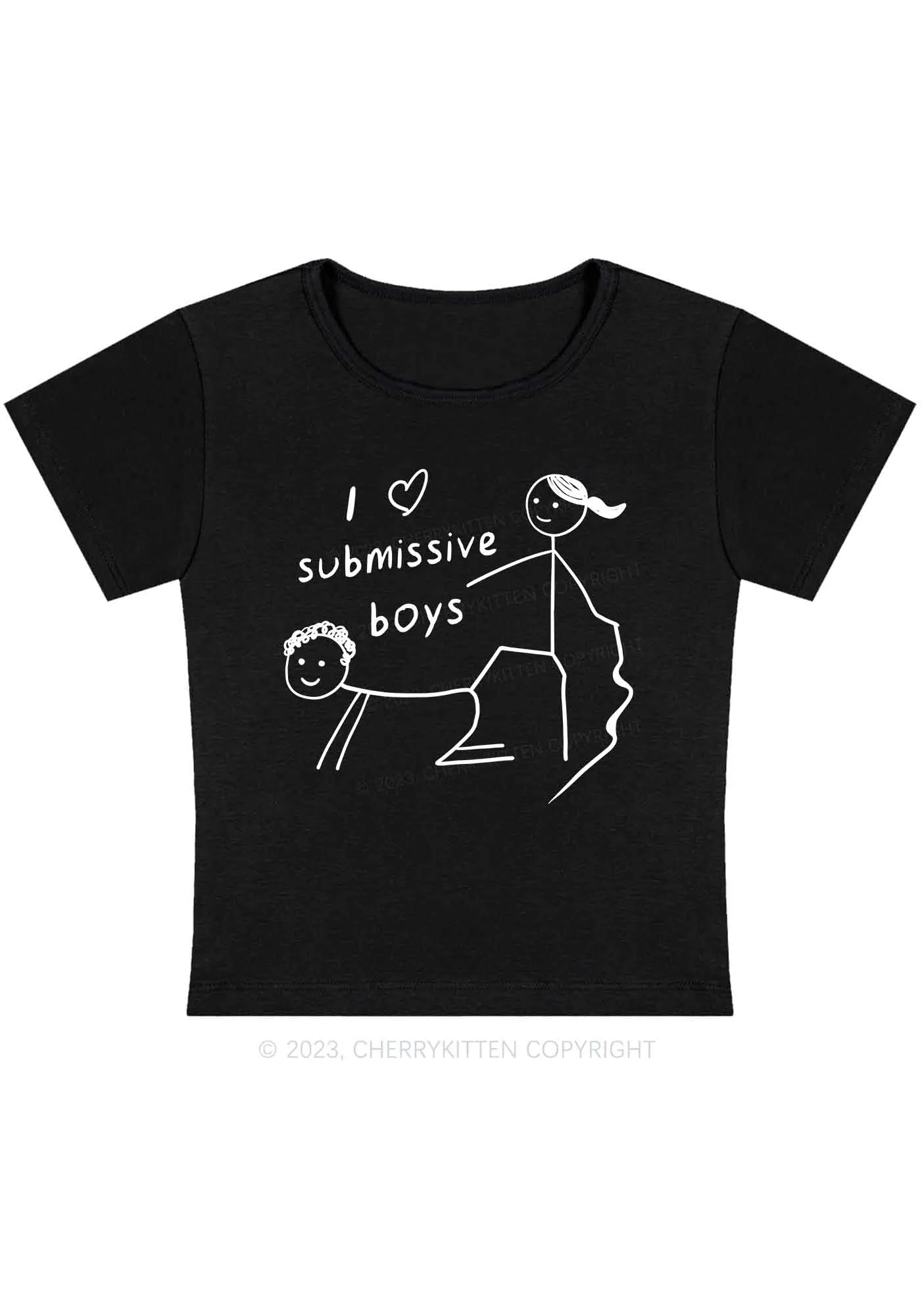 Curvy I Love S Boys Y2K Baby Tee Cherrykitten - Image 3