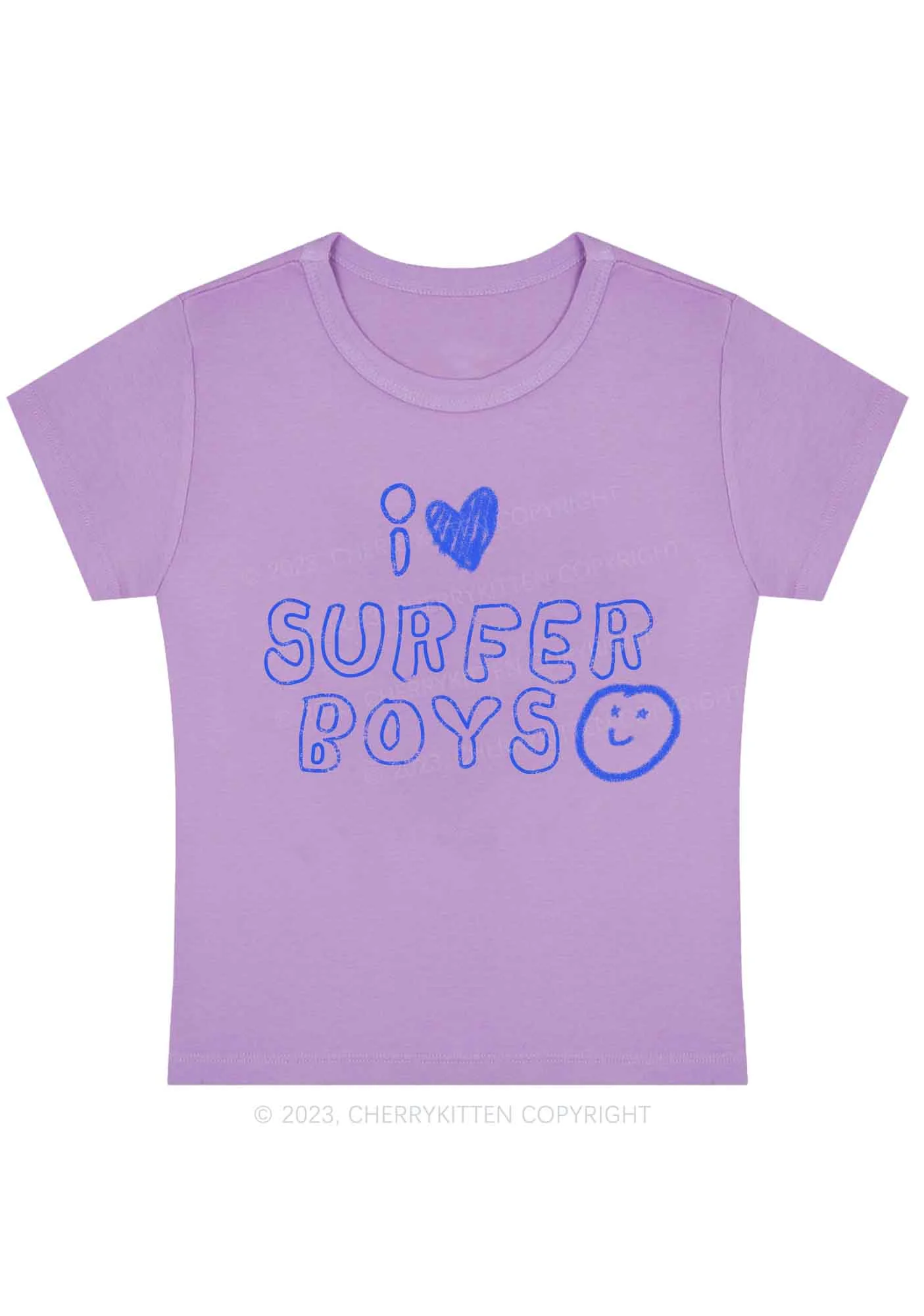 Curvy I Love Surfer Boys Y2K Baby Tee Cherrykitten - Image 4
