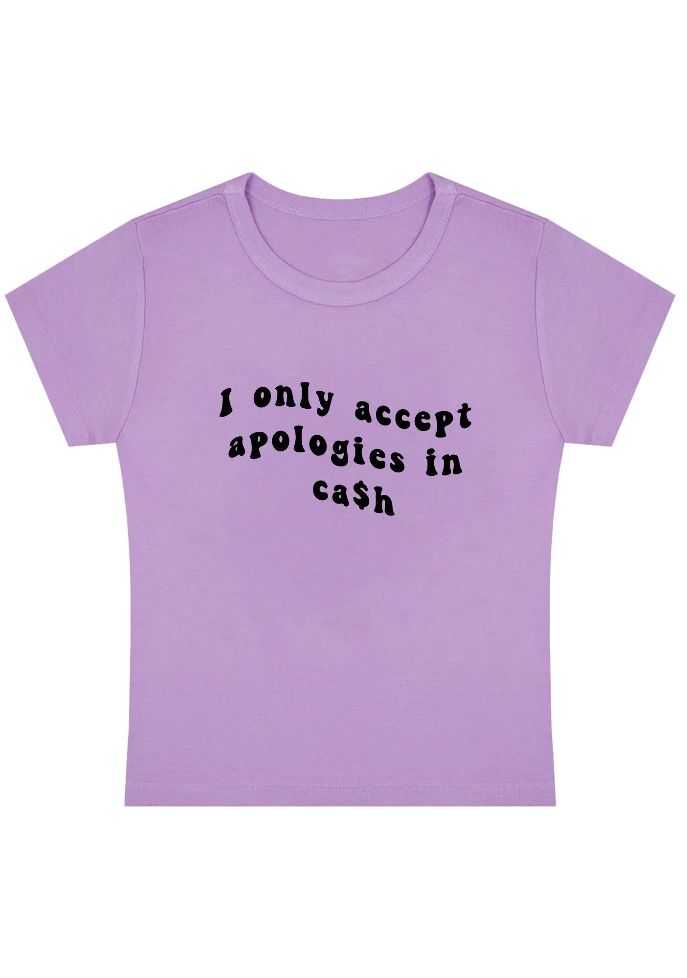 Curvy I Only Accept Apologies In Cash Baby Tee - Image 2