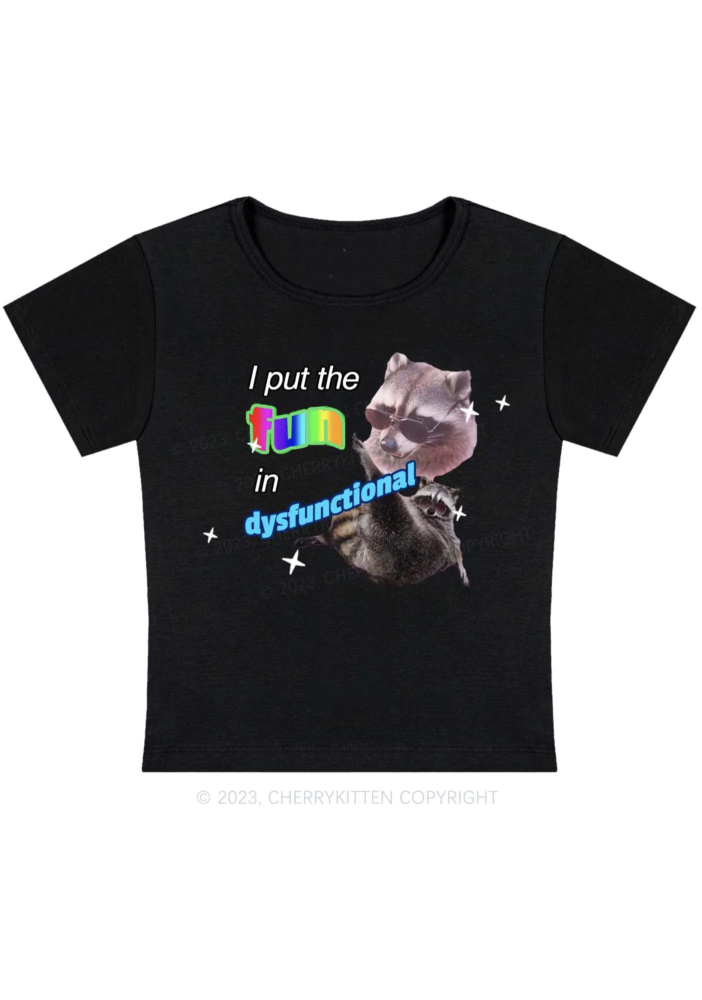 Curvy I Put The Fun In Dysfunctional Baby Tee Cherrykitten - Image 2