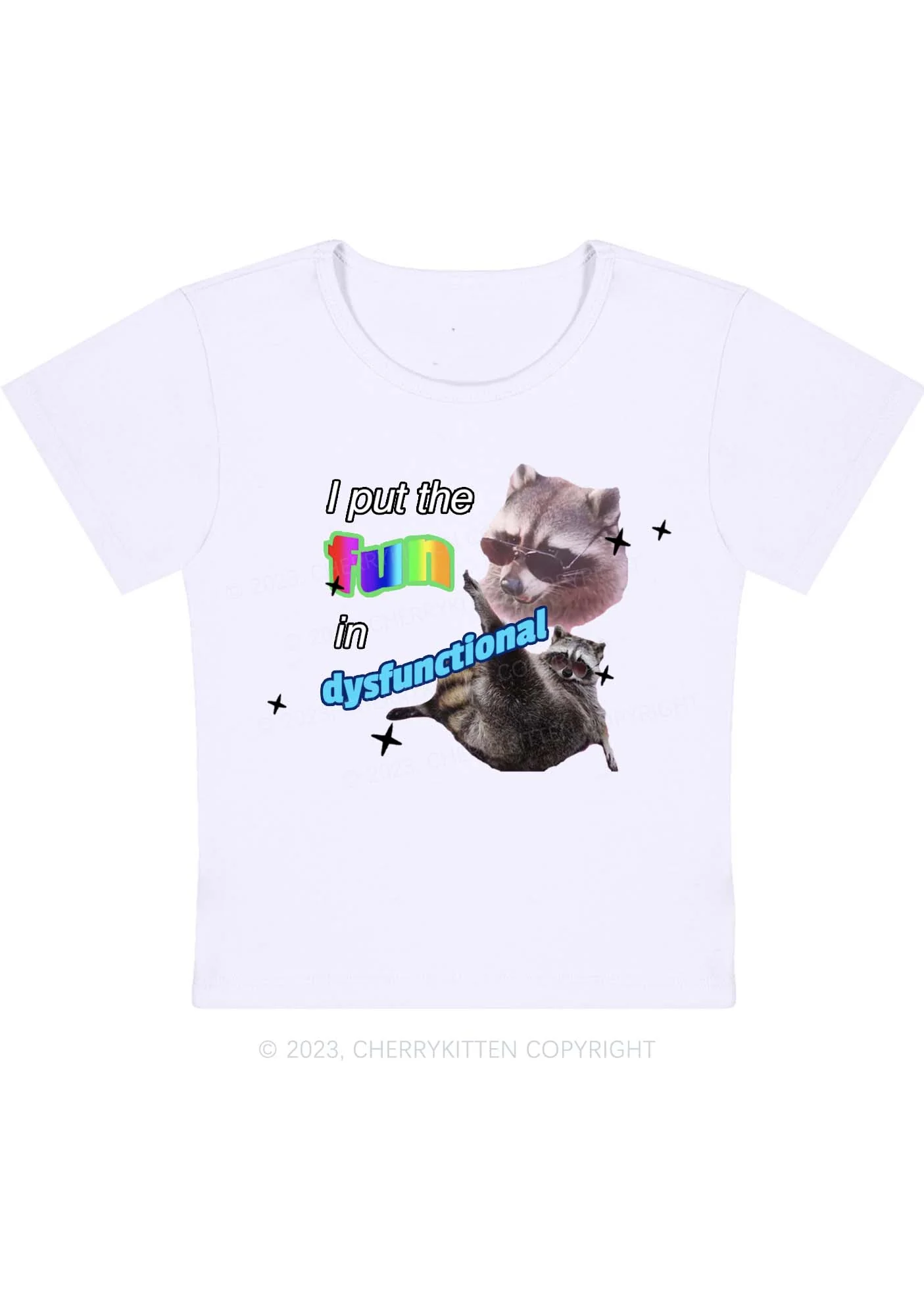 Curvy I Put The Fun In Dysfunctional Baby Tee Cherrykitten - Image 3