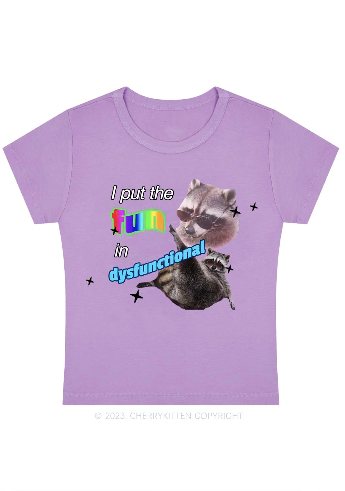 Curvy I Put The Fun In Dysfunctional Baby Tee Cherrykitten - Image 4