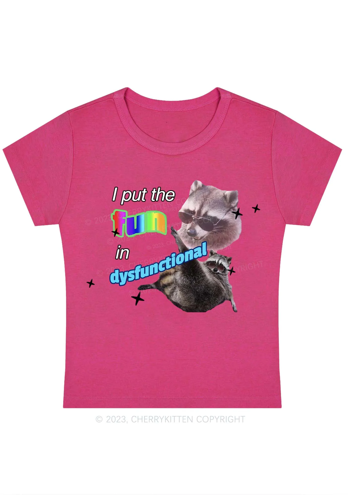 Curvy I Put The Fun In Dysfunctional Baby Tee Cherrykitten - Image 5