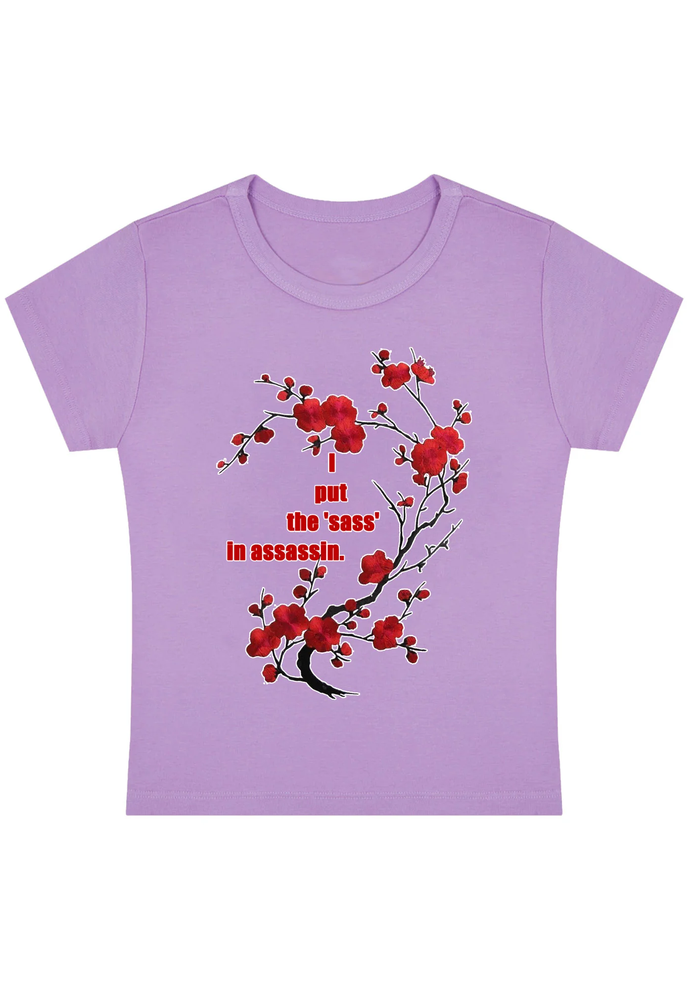 Curvy I Put The Sass In Assassin Baby Tee - Image 2