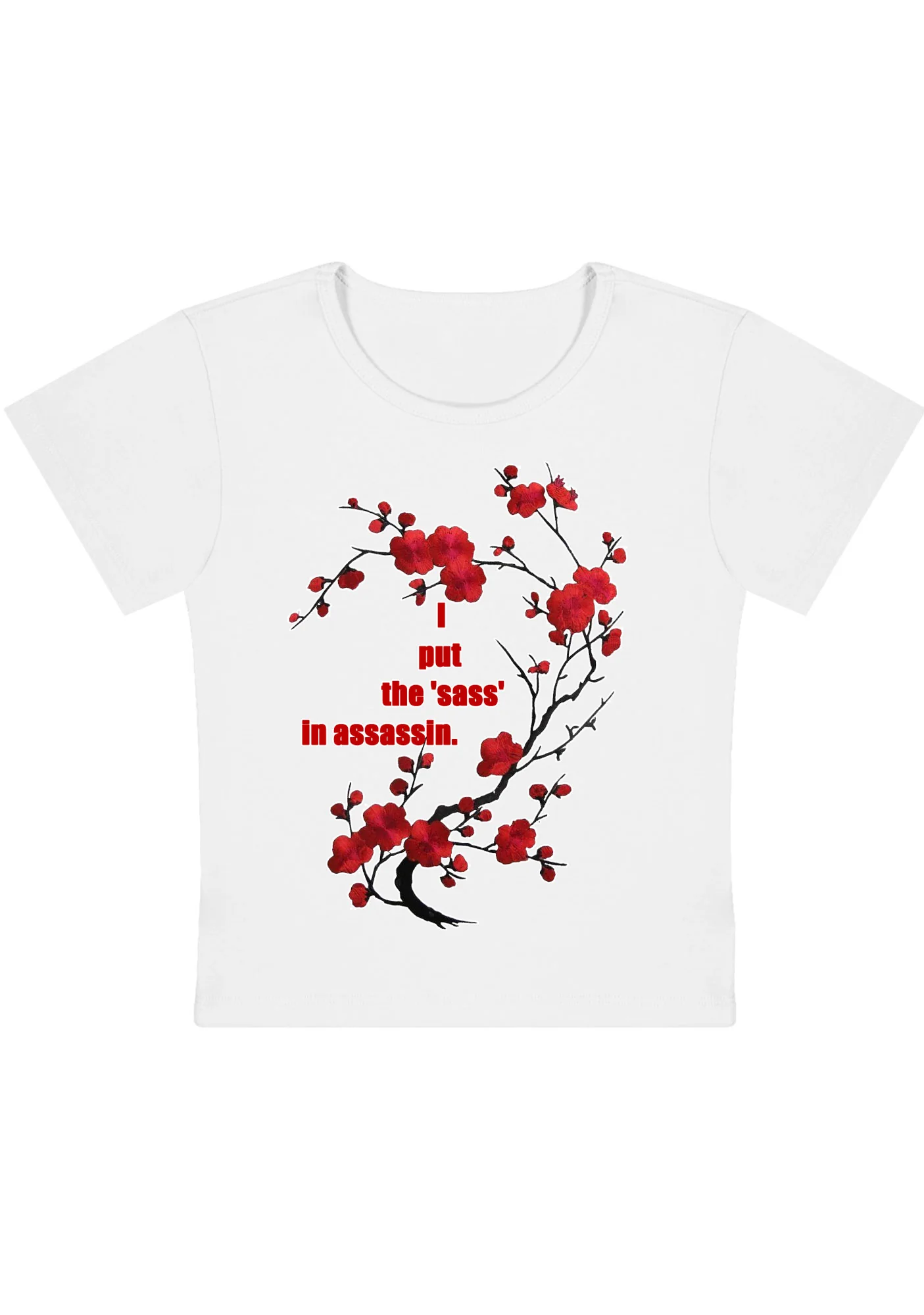Curvy I Put The Sass In Assassin Baby Tee - Image 3