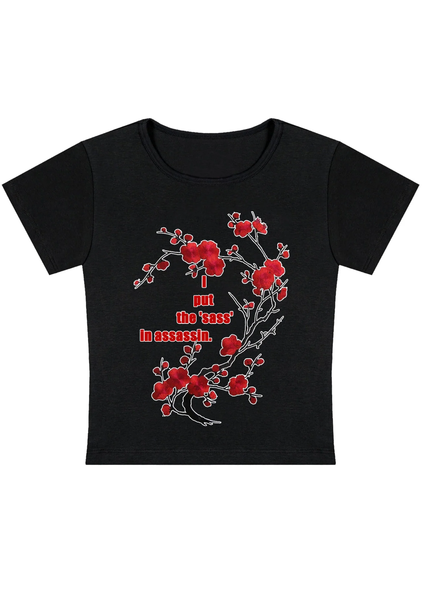 Curvy I Put The Sass In Assassin Baby Tee - Image 4