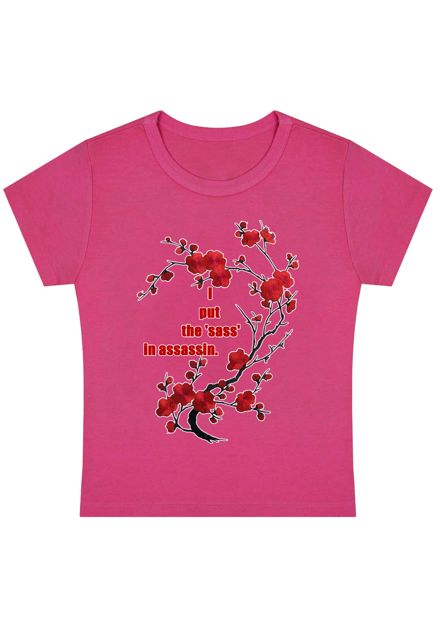 Curvy I Put The Sass In Assassin Baby Tee - Image 5