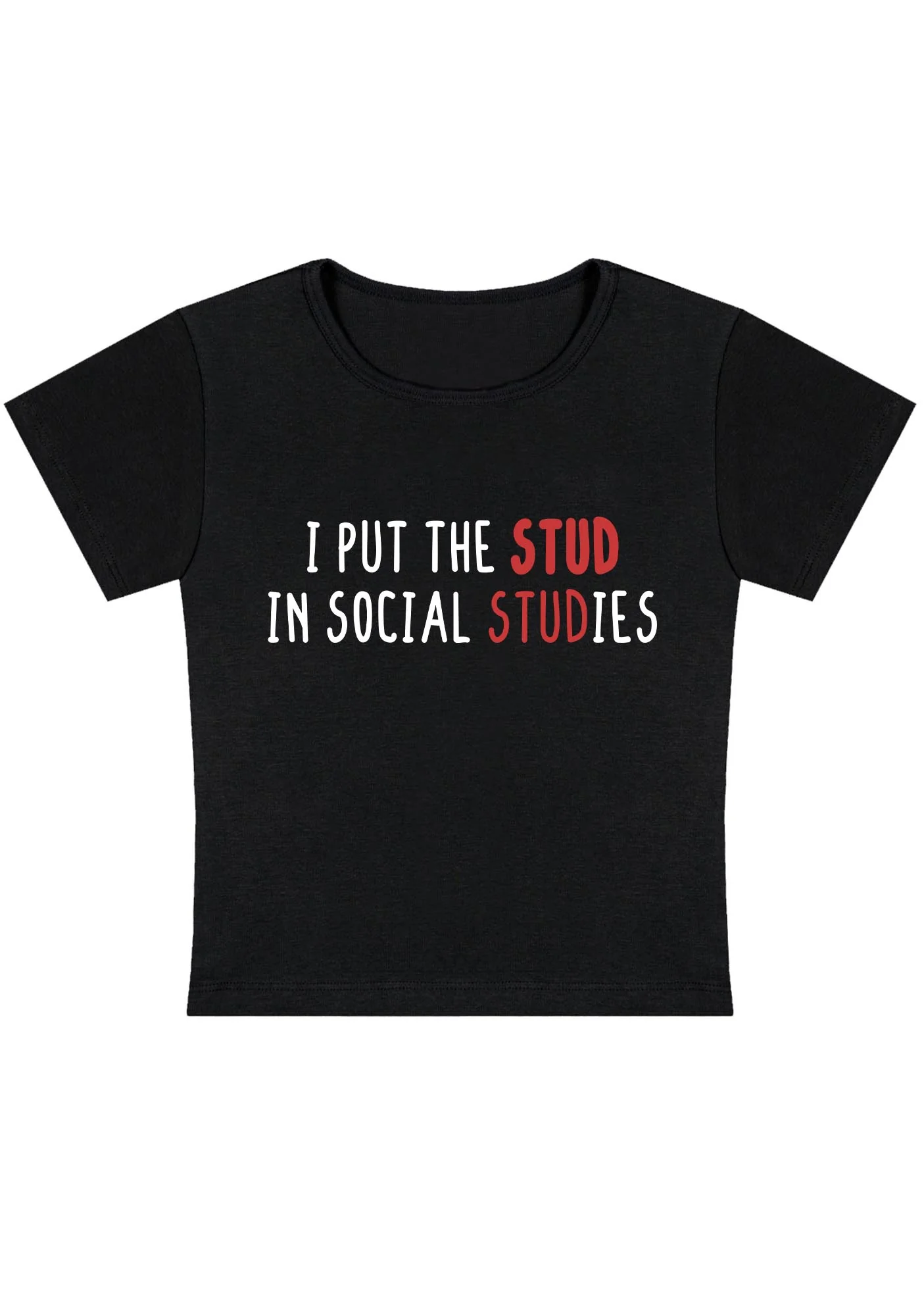 Curvy I Put The Stud In Social Studies Baby Tee - Image 2