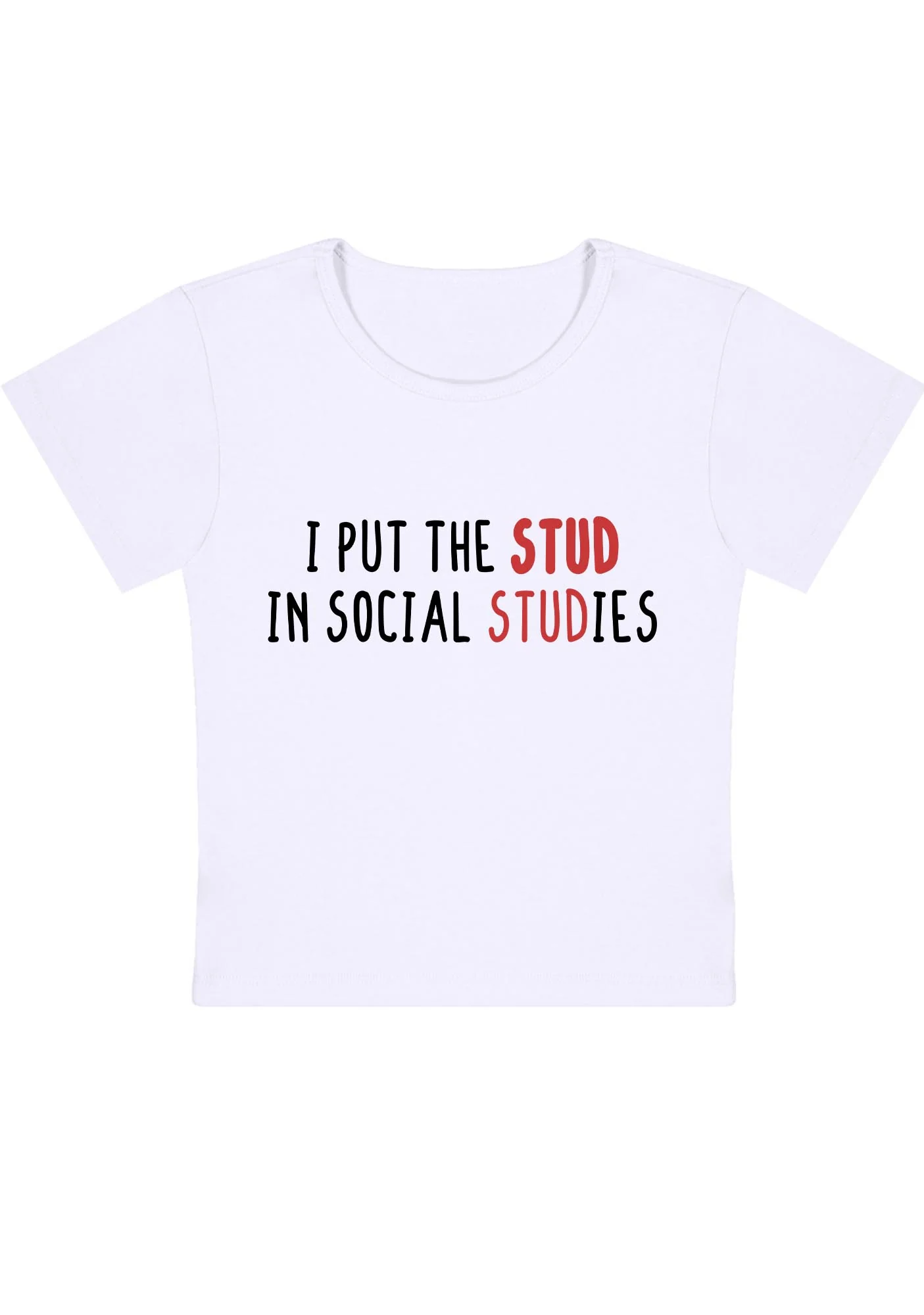 Curvy I Put The Stud In Social Studies Baby Tee - Image 3