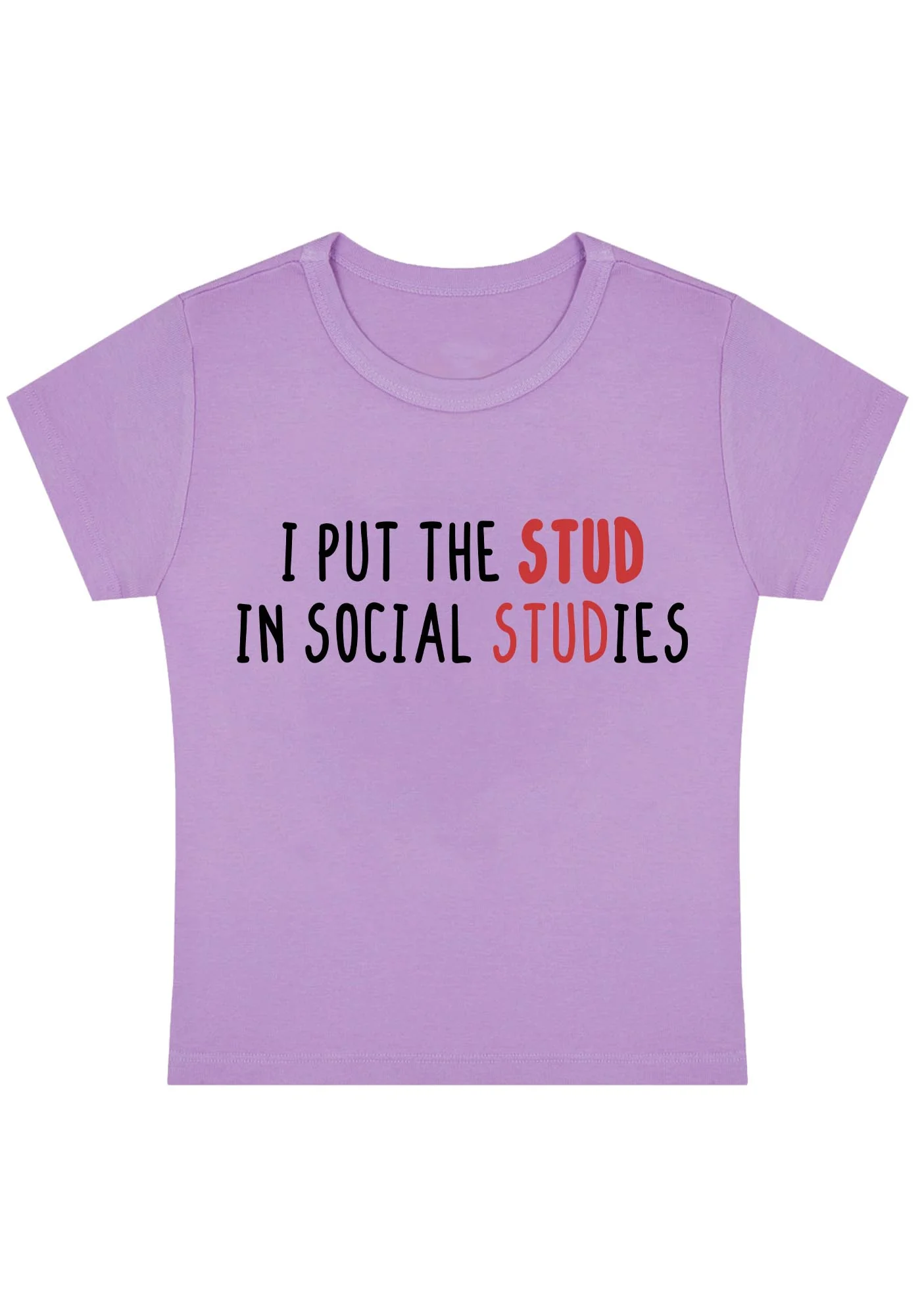Curvy I Put The Stud In Social Studies Baby Tee - Image 4