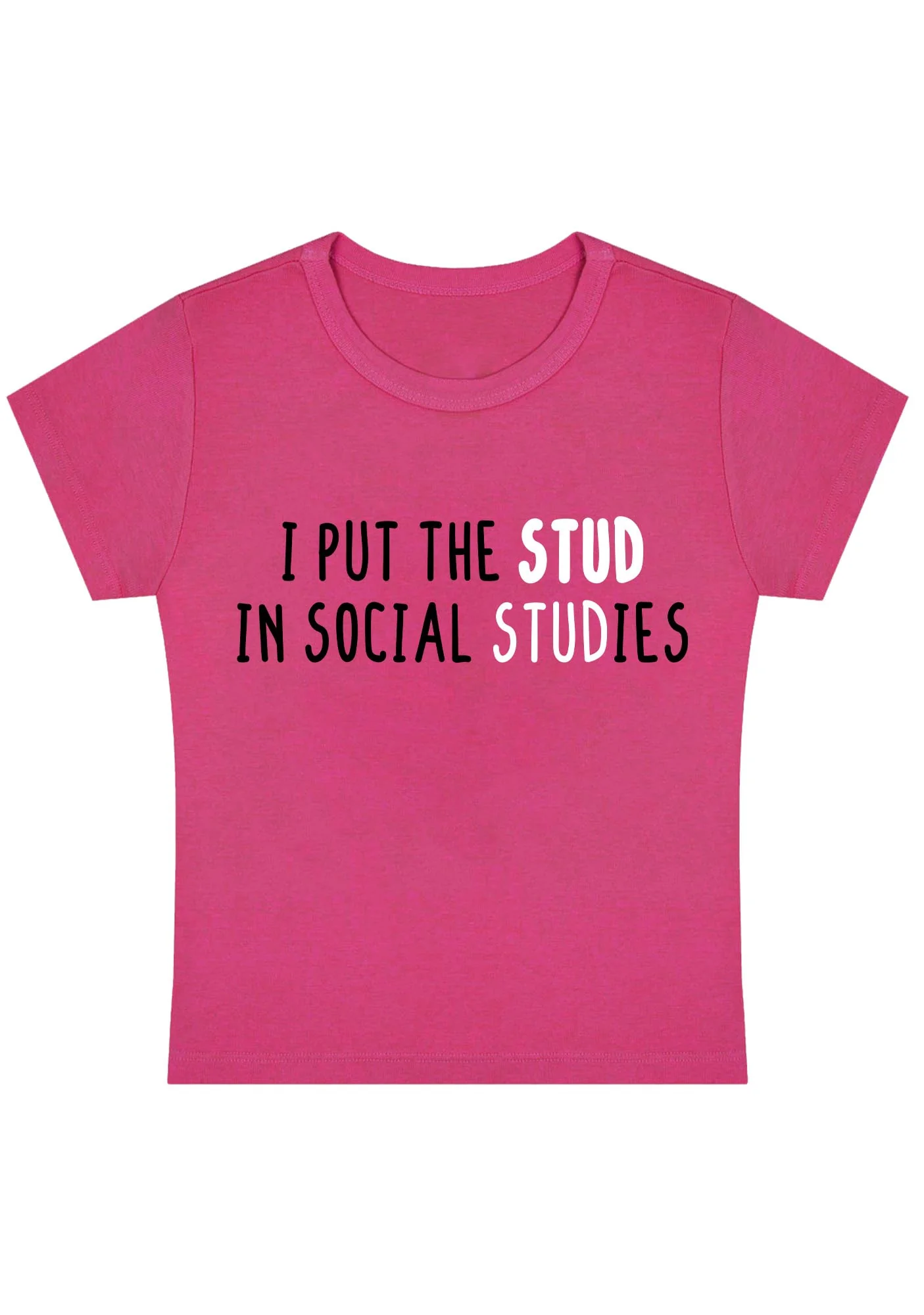 Curvy I Put The Stud In Social Studies Baby Tee - Image 5