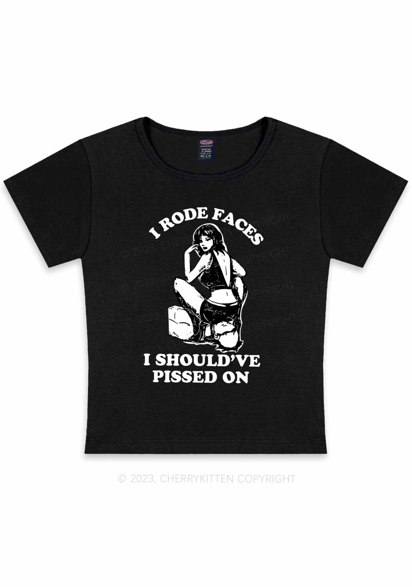 Curvy I Rode Faces Y2K Baby Tee Cherrykitten - Image 2