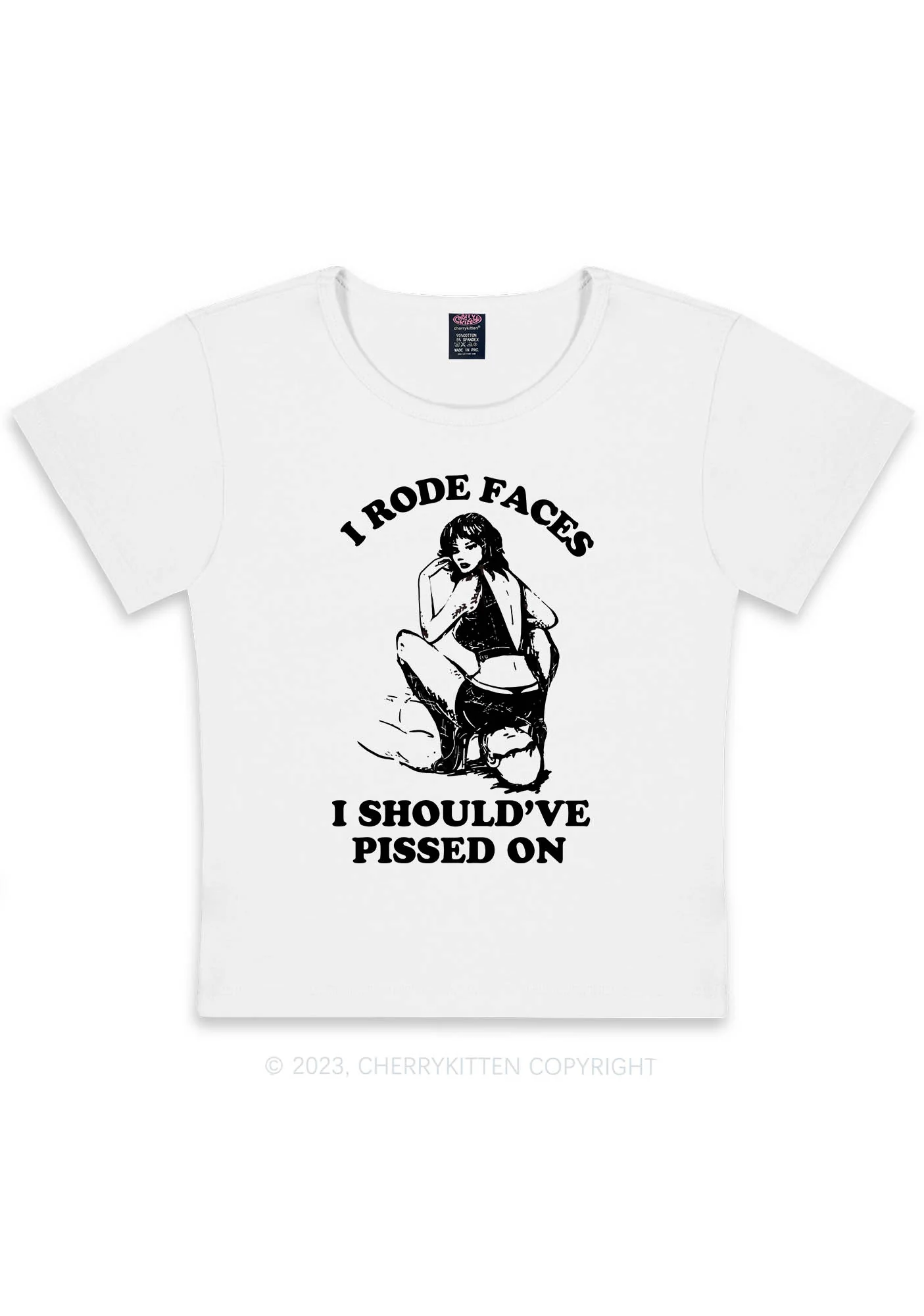 Curvy I Rode Faces Y2K Baby Tee Cherrykitten - Image 3
