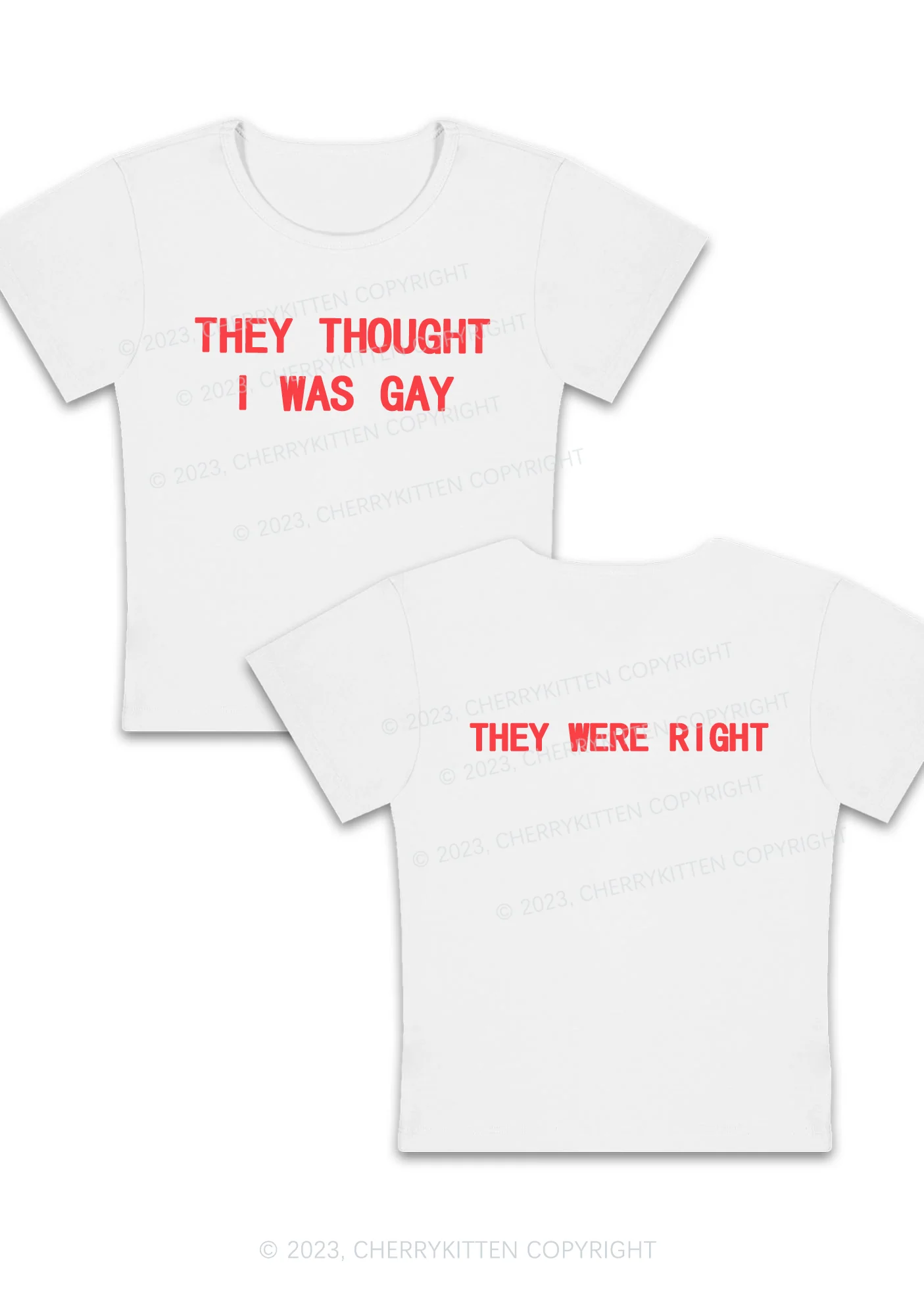 Curvy I Was Gay Two Sides Y2K Baby Tee Cherrykitten - Image 4