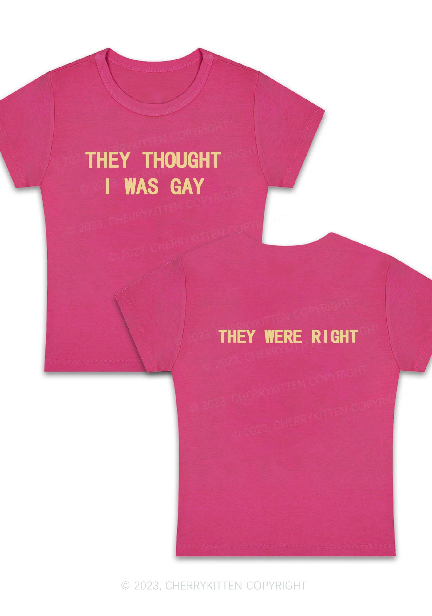 Curvy I Was Gay Two Sides Y2K Baby Tee Cherrykitten - Image 5