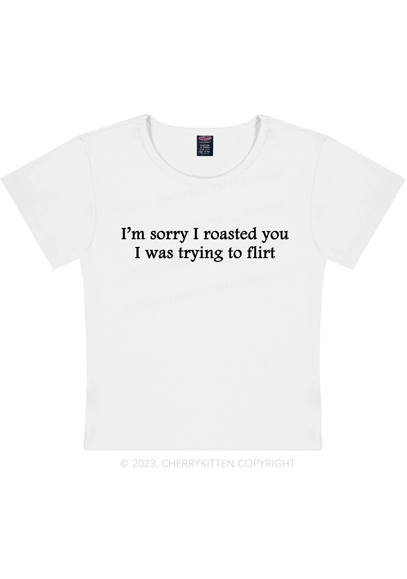 Curvy I Was Trying To Flirt Y2K Baby Tee Cherrykitten - Image 2