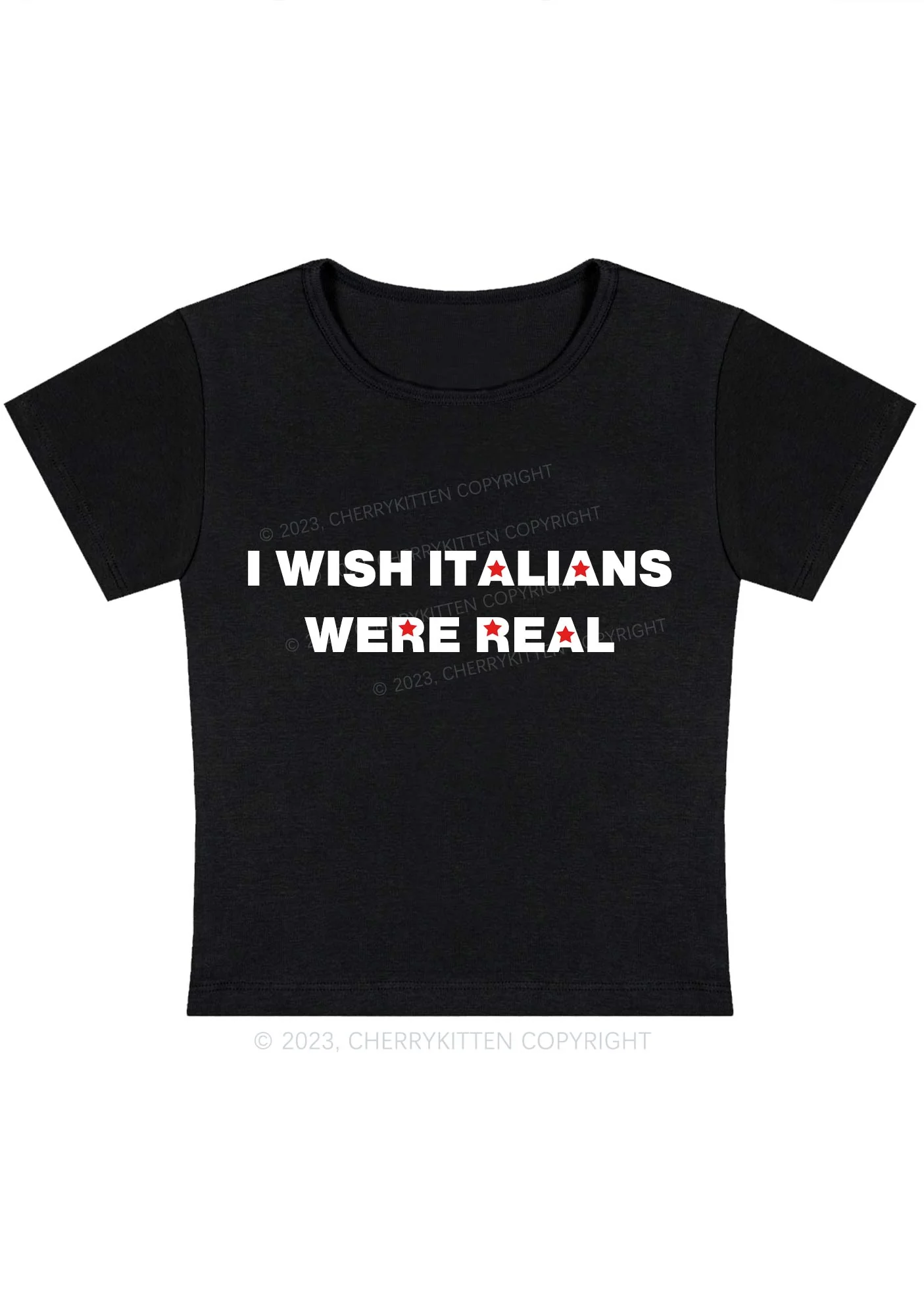 Curvy I Wish Italians Were Real Baby Tee Cherrykitten - Image 2