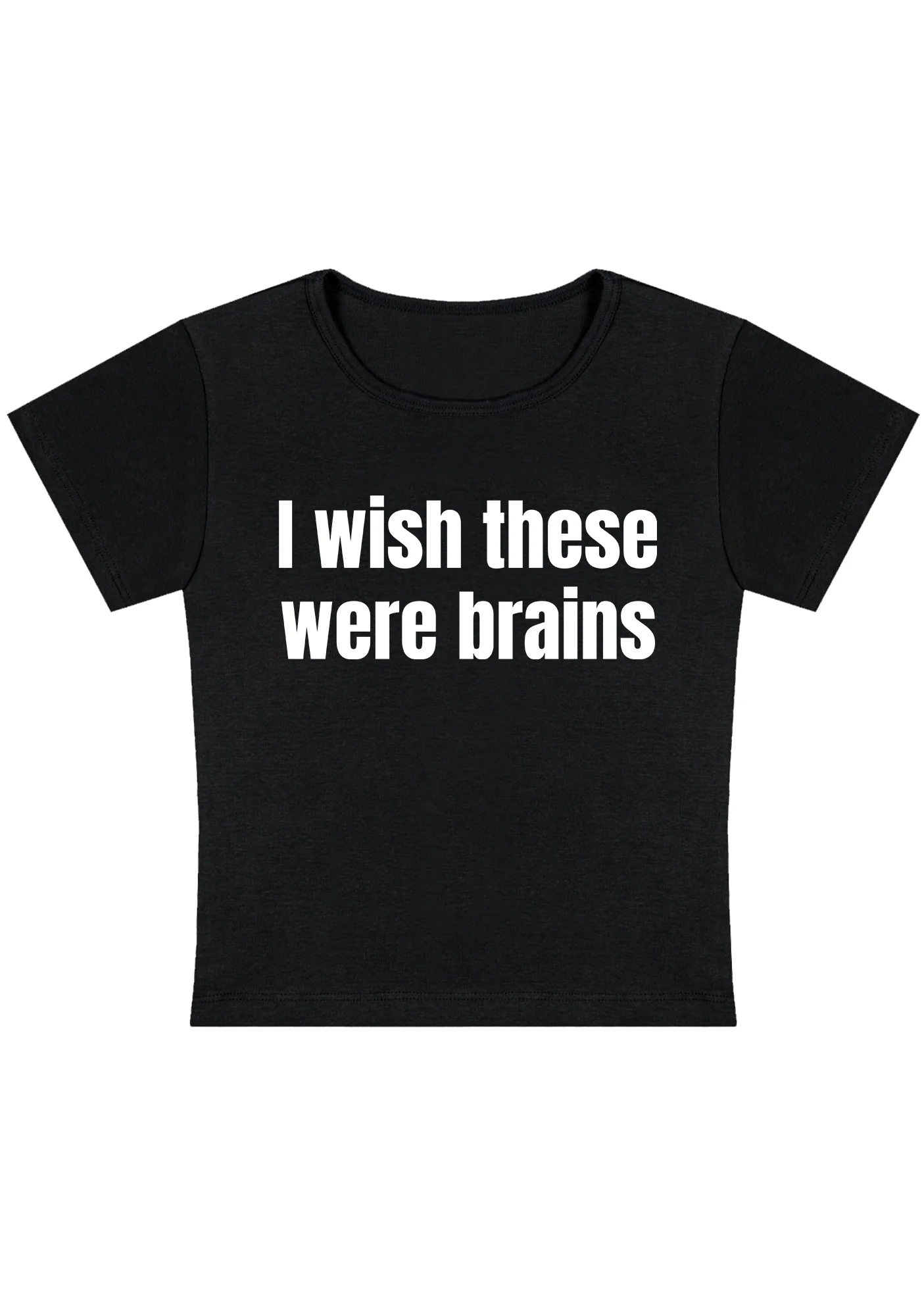 Curvy I Wish They Were Brains Baby Tee - Image 4