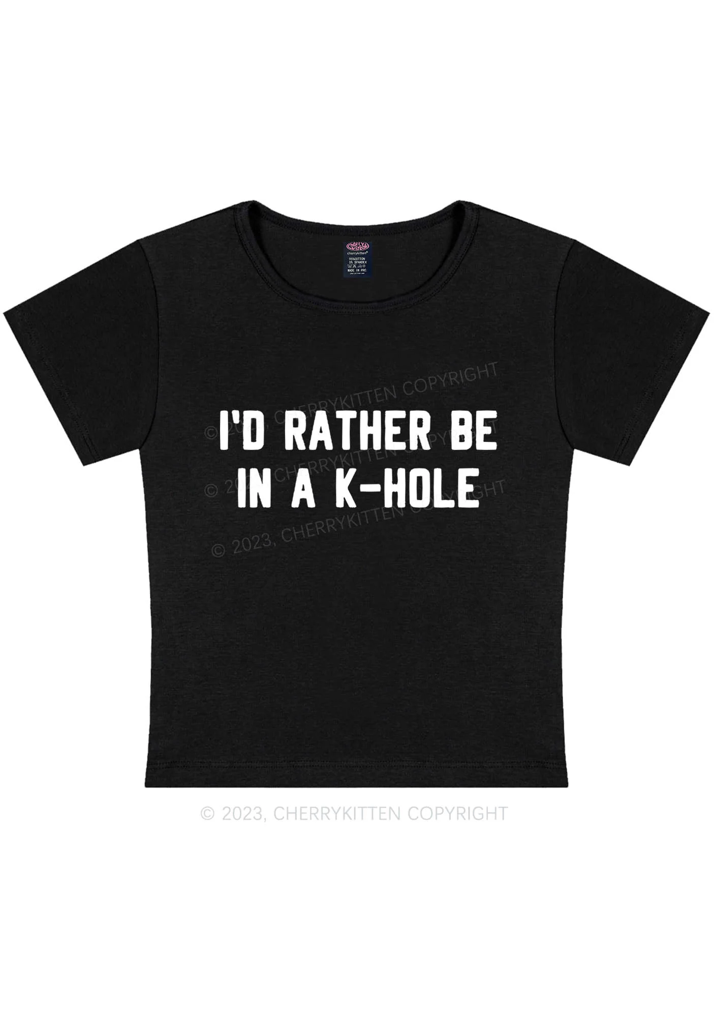 Curvy I'd Rather Be In A K Hole Y2K Baby Tee Cherrykitten - Image 2