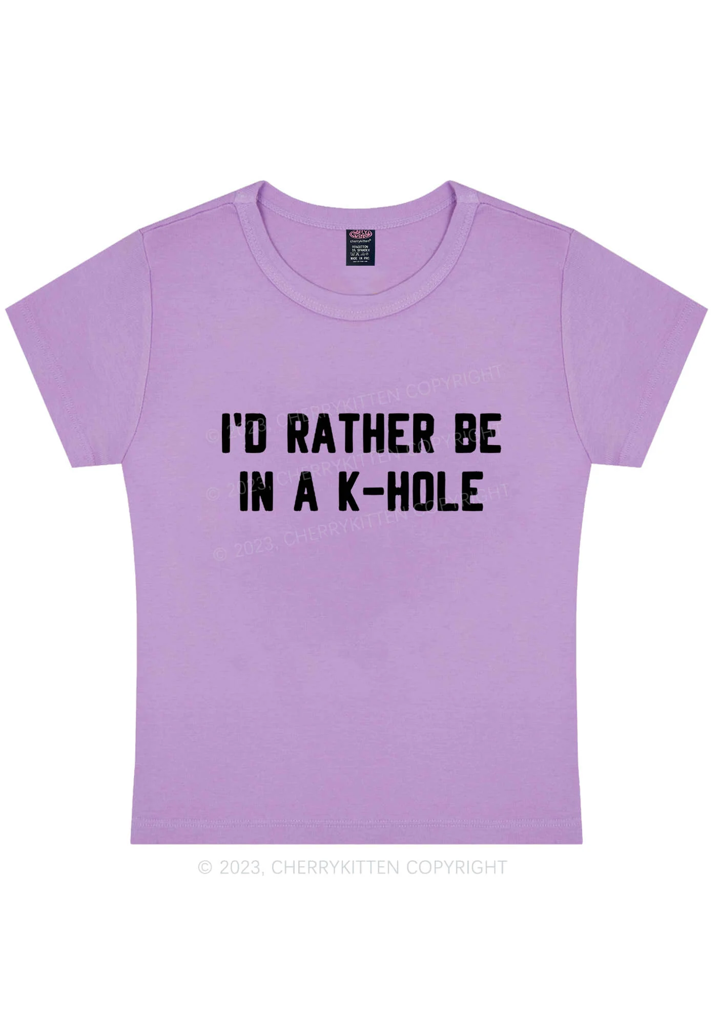 Curvy I'd Rather Be In A K Hole Y2K Baby Tee Cherrykitten - Image 5