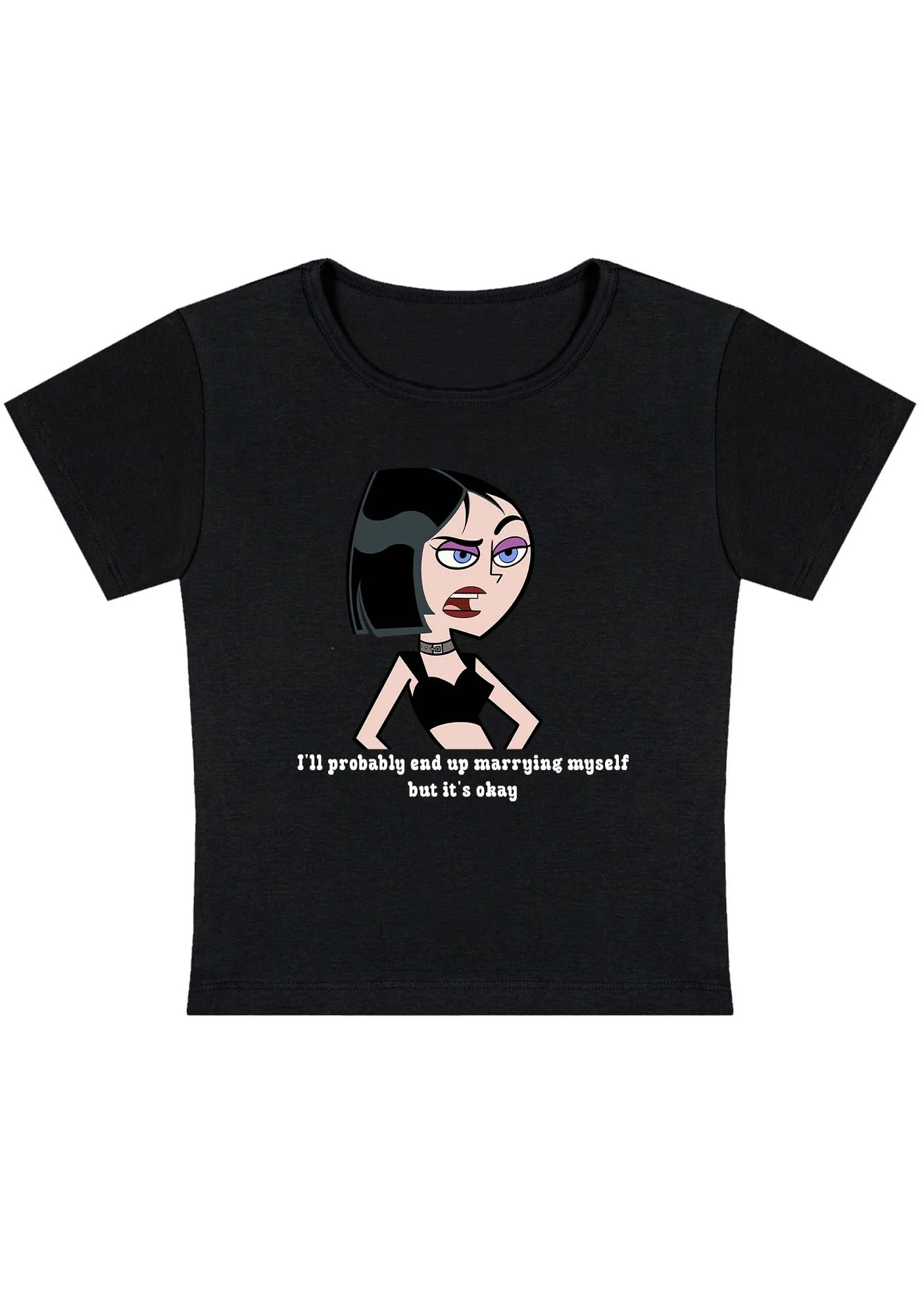 Curvy I'll Probably End Up Marrying Myself Baby Tee - Image 5