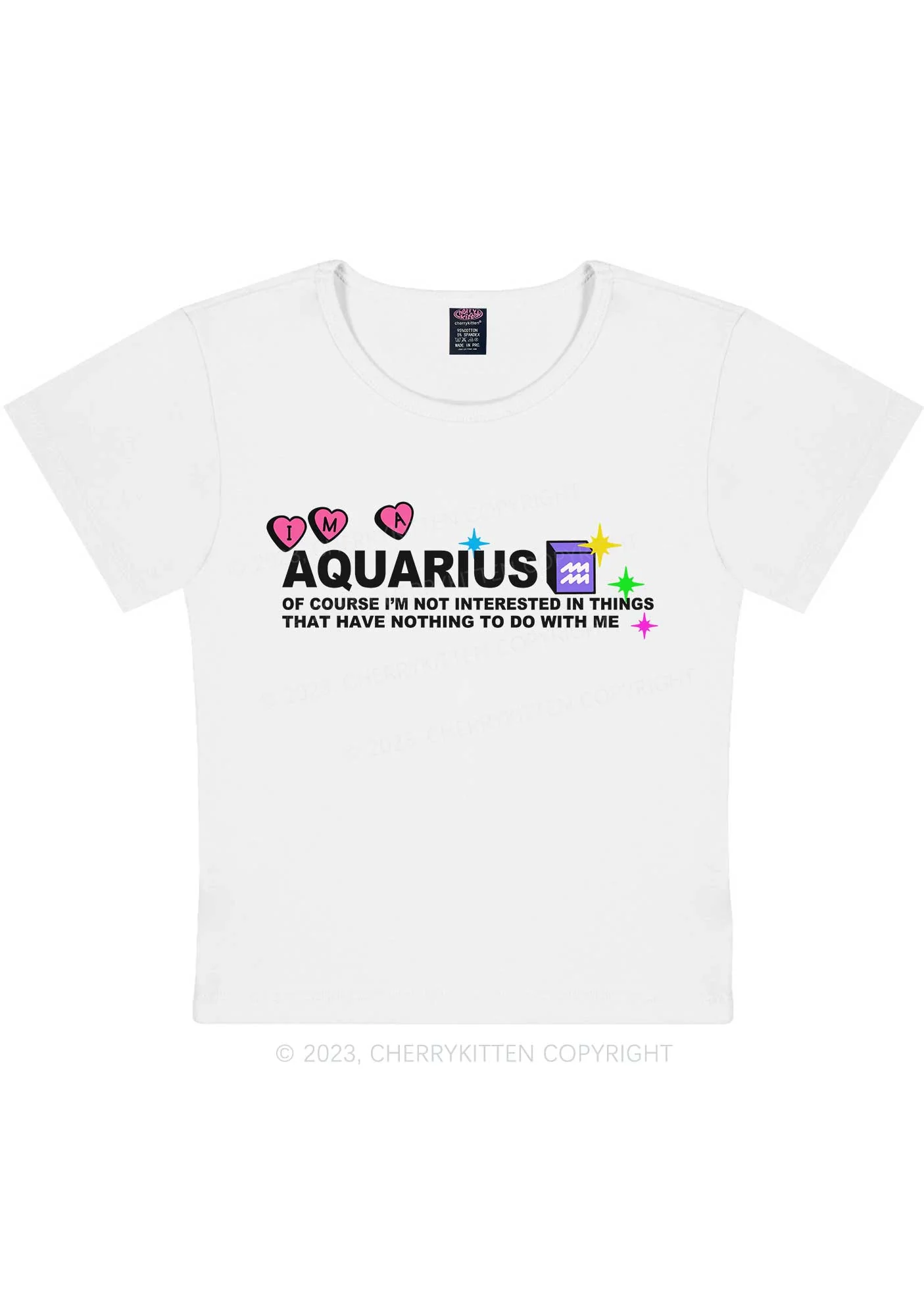 Curvy I'm A Aquarius Y2K Baby Tee Cherrykitten - Image 3