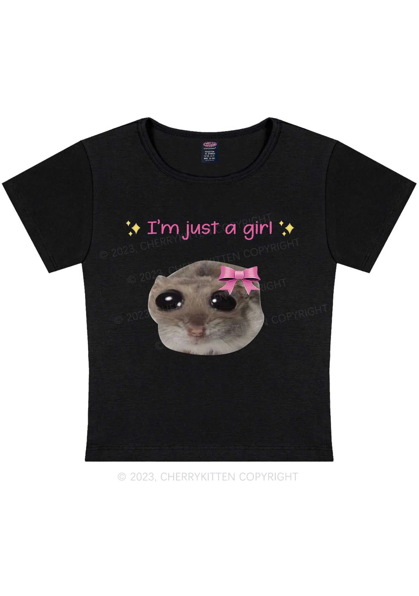 Curvy I'm A Girl Y2K Baby Tee Cherrykitten - Image 3