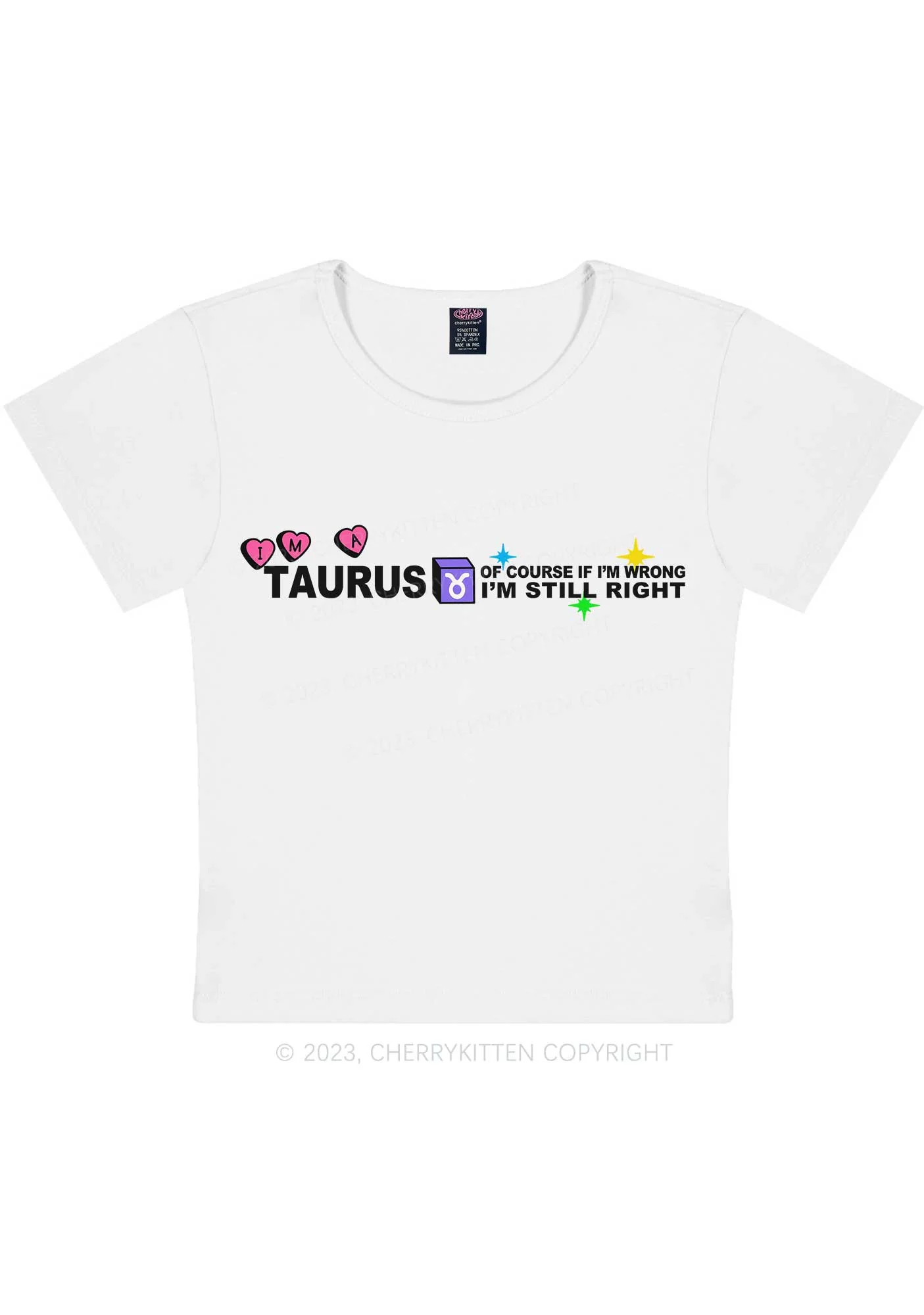 Curvy I'm A Taurus Y2K Baby Tee Cherrykitten - Image 2