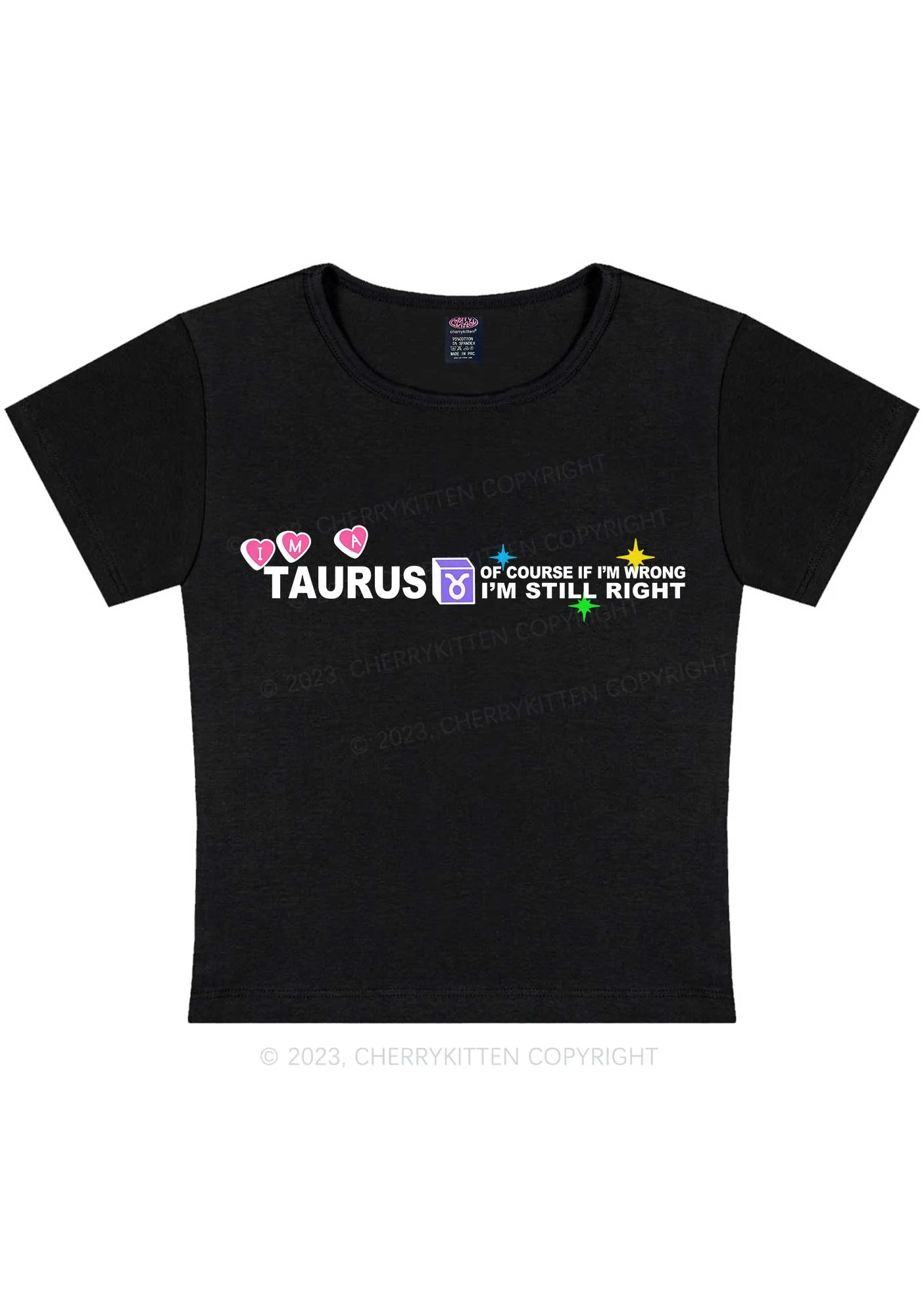 Curvy I'm A Taurus Y2K Baby Tee Cherrykitten - Image 3