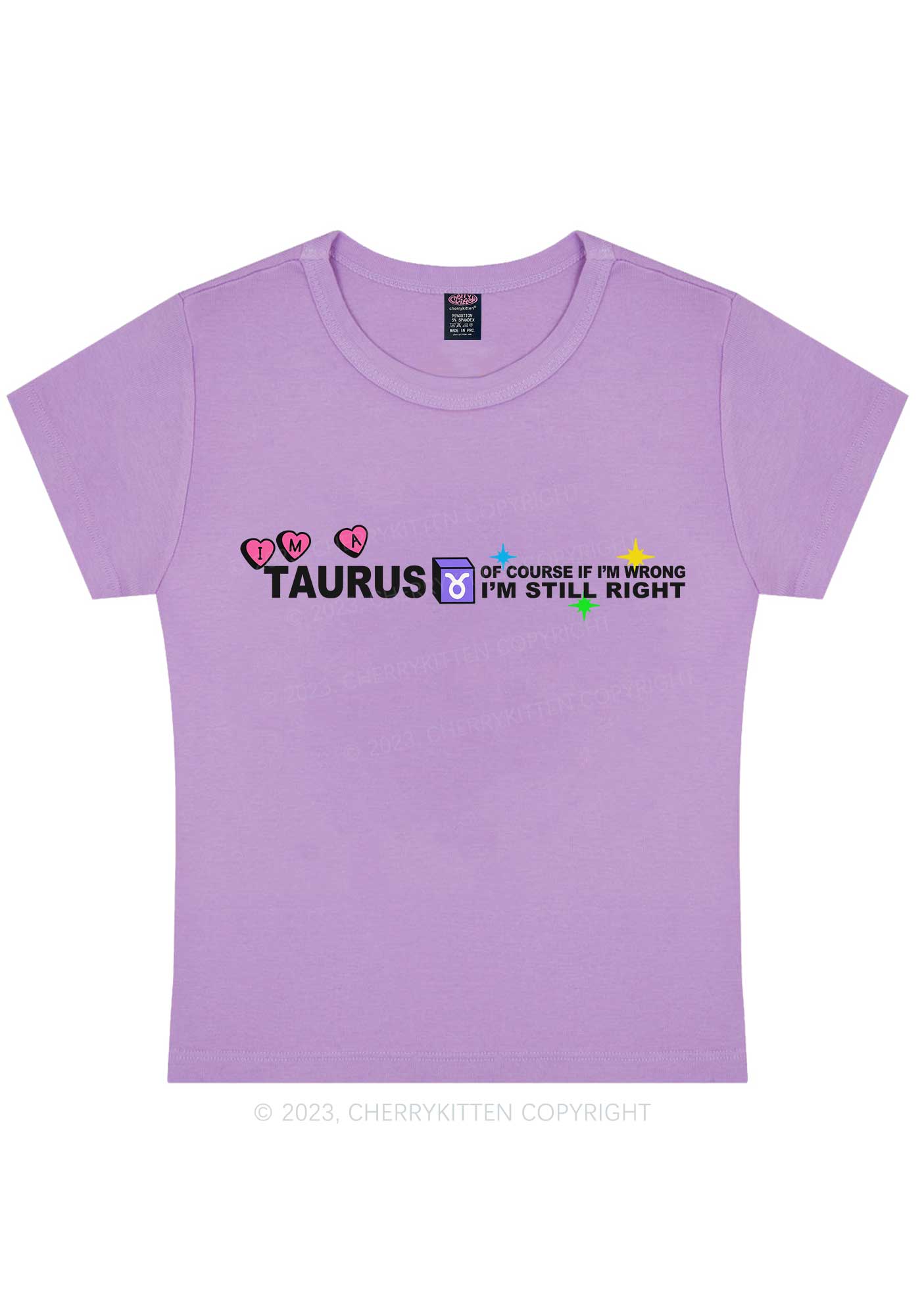 Curvy I'm A Taurus Y2K Baby Tee Cherrykitten - Image 4