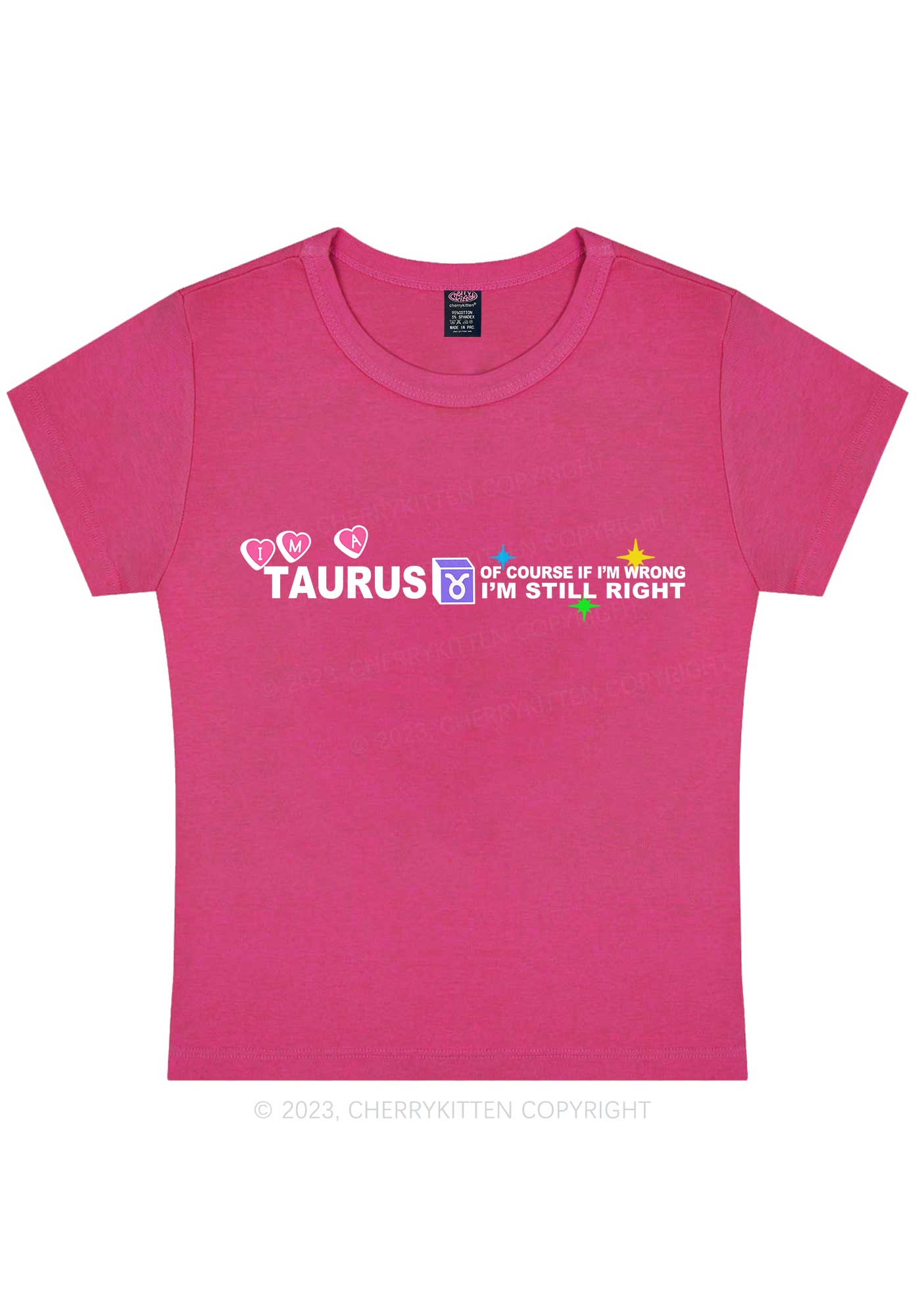 Curvy I'm A Taurus Y2K Baby Tee Cherrykitten - Image 5