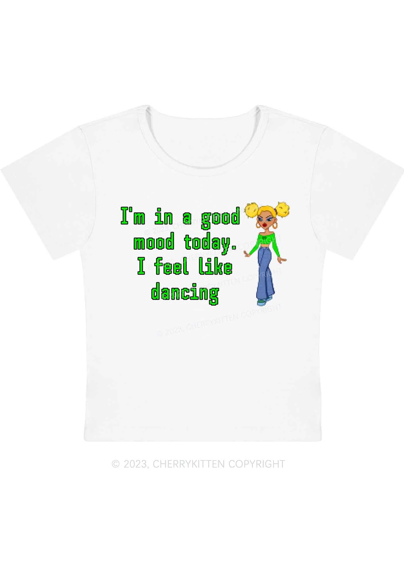 Curvy I'm In A Good Mood Today Y2K Baby Tee Cherrykitten - Image 2