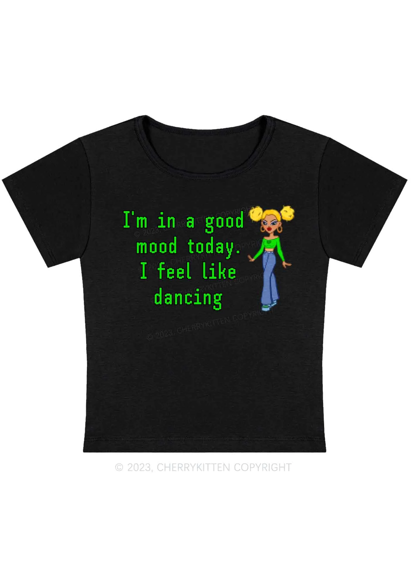 Curvy I'm In A Good Mood Today Y2K Baby Tee Cherrykitten - Image 3