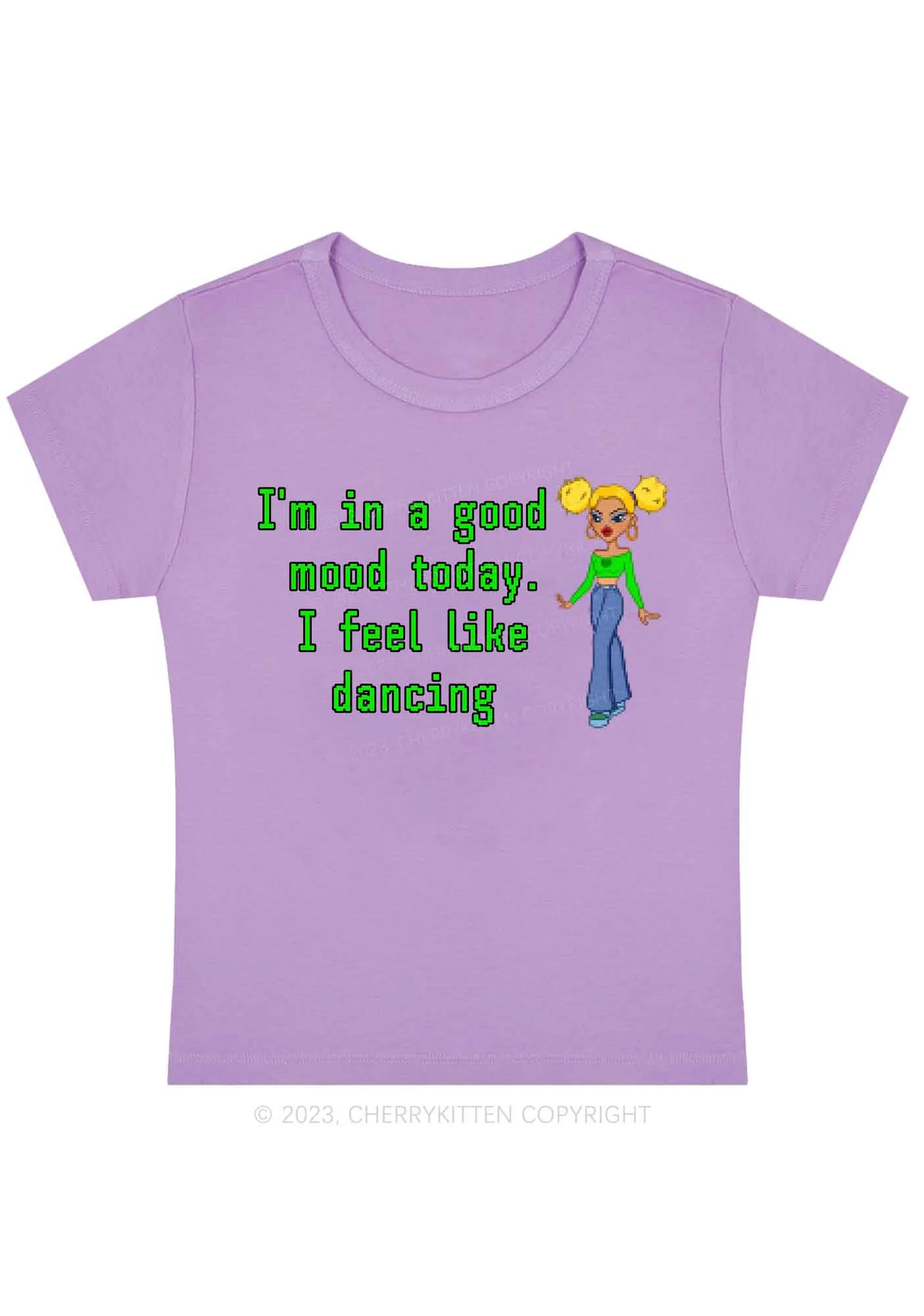 Curvy I'm In A Good Mood Today Y2K Baby Tee Cherrykitten - Image 4