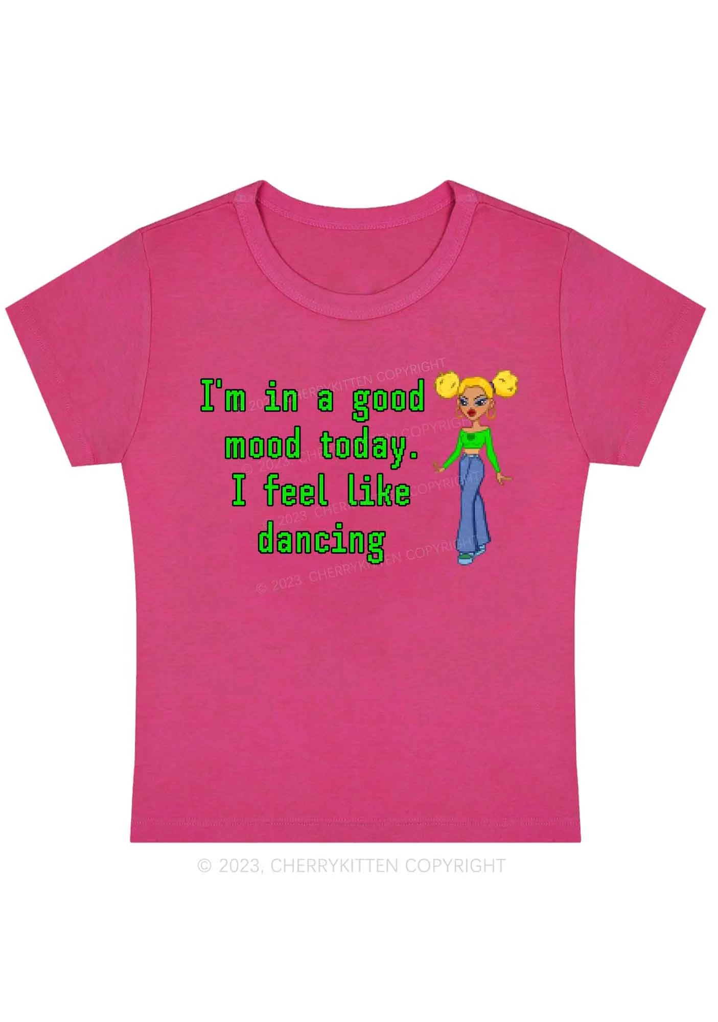 Curvy I'm In A Good Mood Today Y2K Baby Tee Cherrykitten - Image 5