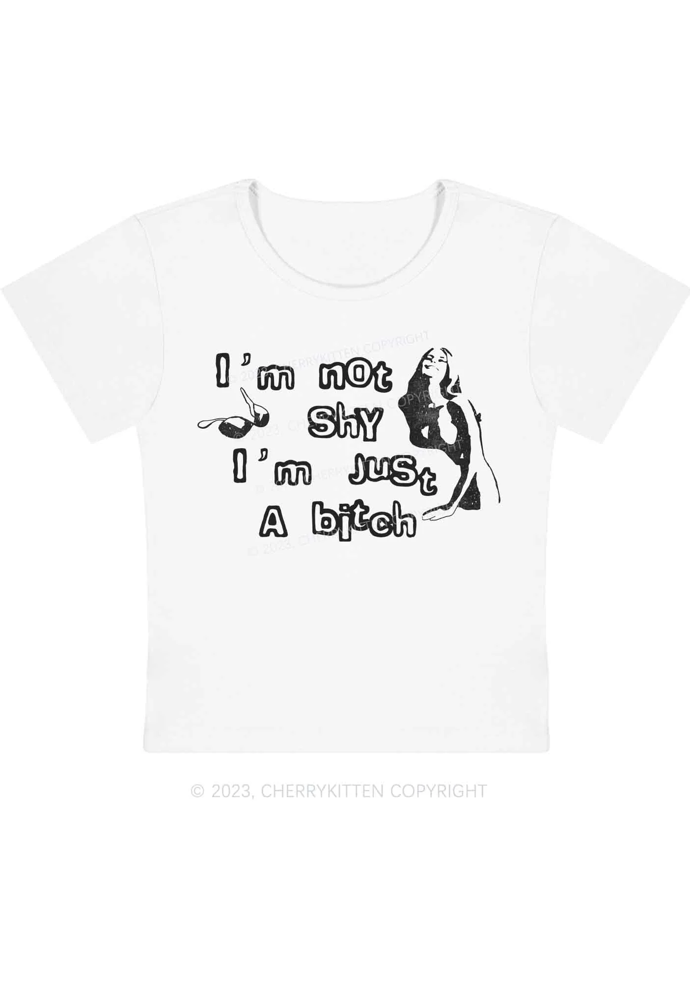 Curvy I'm Just A Bxxch Y2K Baby Tee Cherrykitten - Image 2