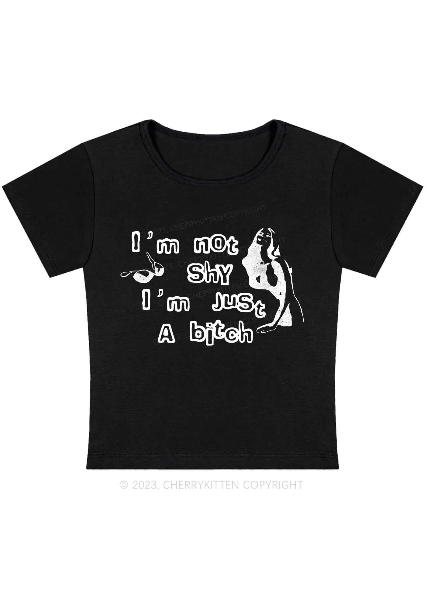 Curvy I'm Just A Bxxch Y2K Baby Tee Cherrykitten - Image 3