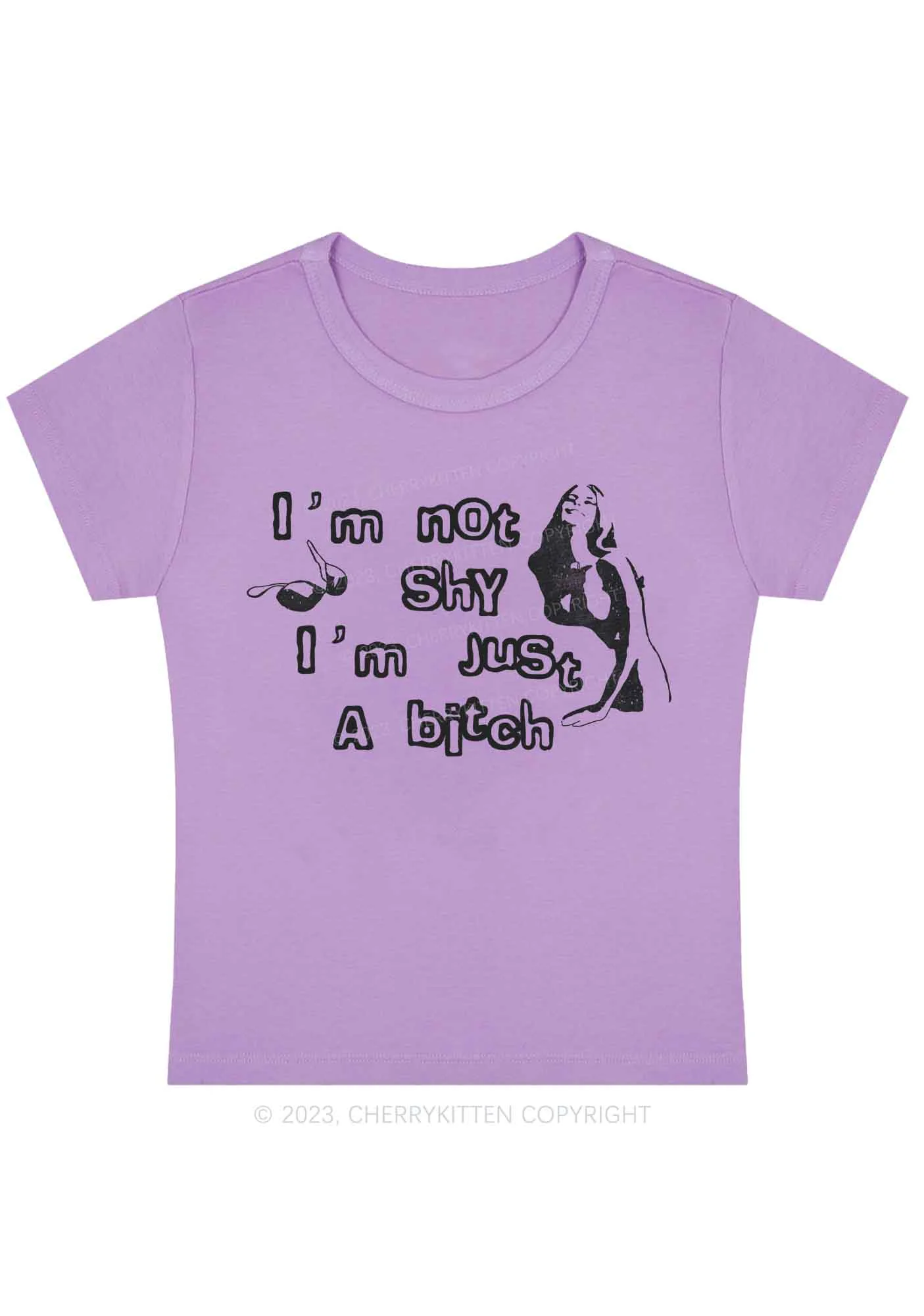 Curvy I'm Just A Bxxch Y2K Baby Tee Cherrykitten - Image 4