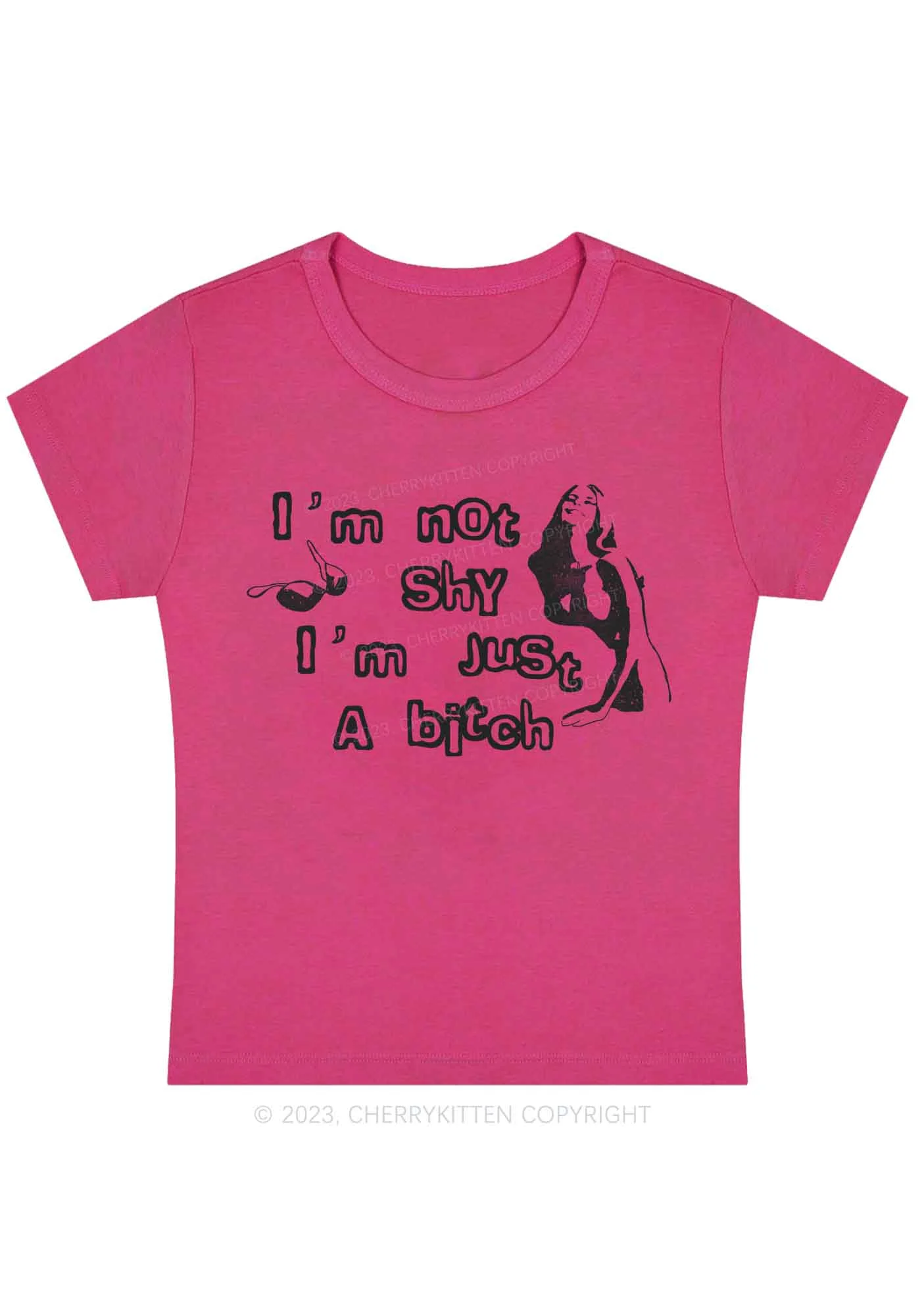 Curvy I'm Just A Bxxch Y2K Baby Tee Cherrykitten - Image 5