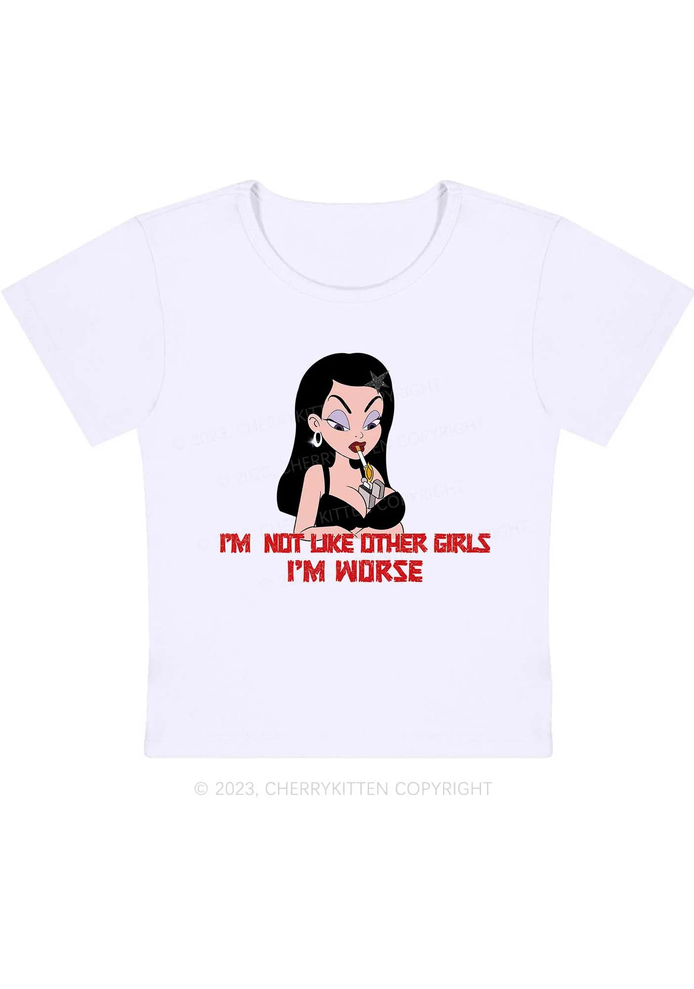 Curvy I'm Not Like Other Girls I'm Worse Y2K Baby Tee Cherrykitten - Image 2