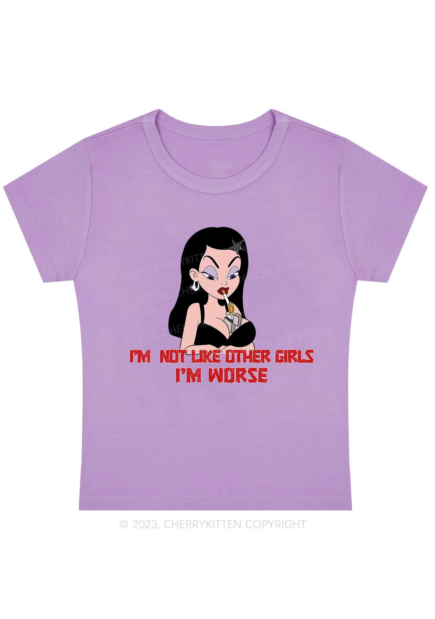 Curvy I'm Not Like Other Girls I'm Worse Y2K Baby Tee Cherrykitten - Image 4