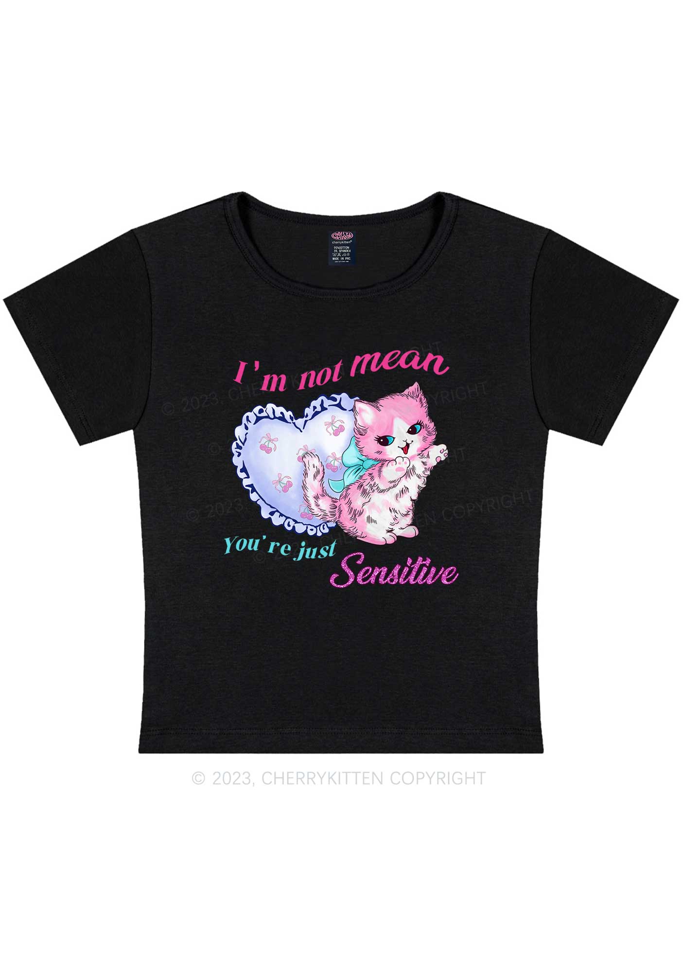 Curvy I'm Not Mean Y2K Baby Tee Cherrykitten - Image 2