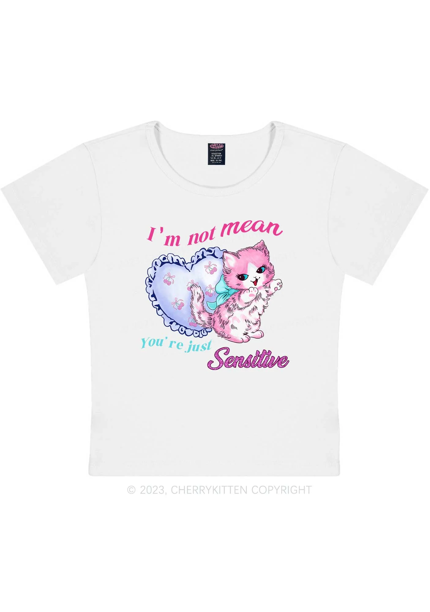 Curvy I'm Not Mean Y2K Baby Tee Cherrykitten - Image 3