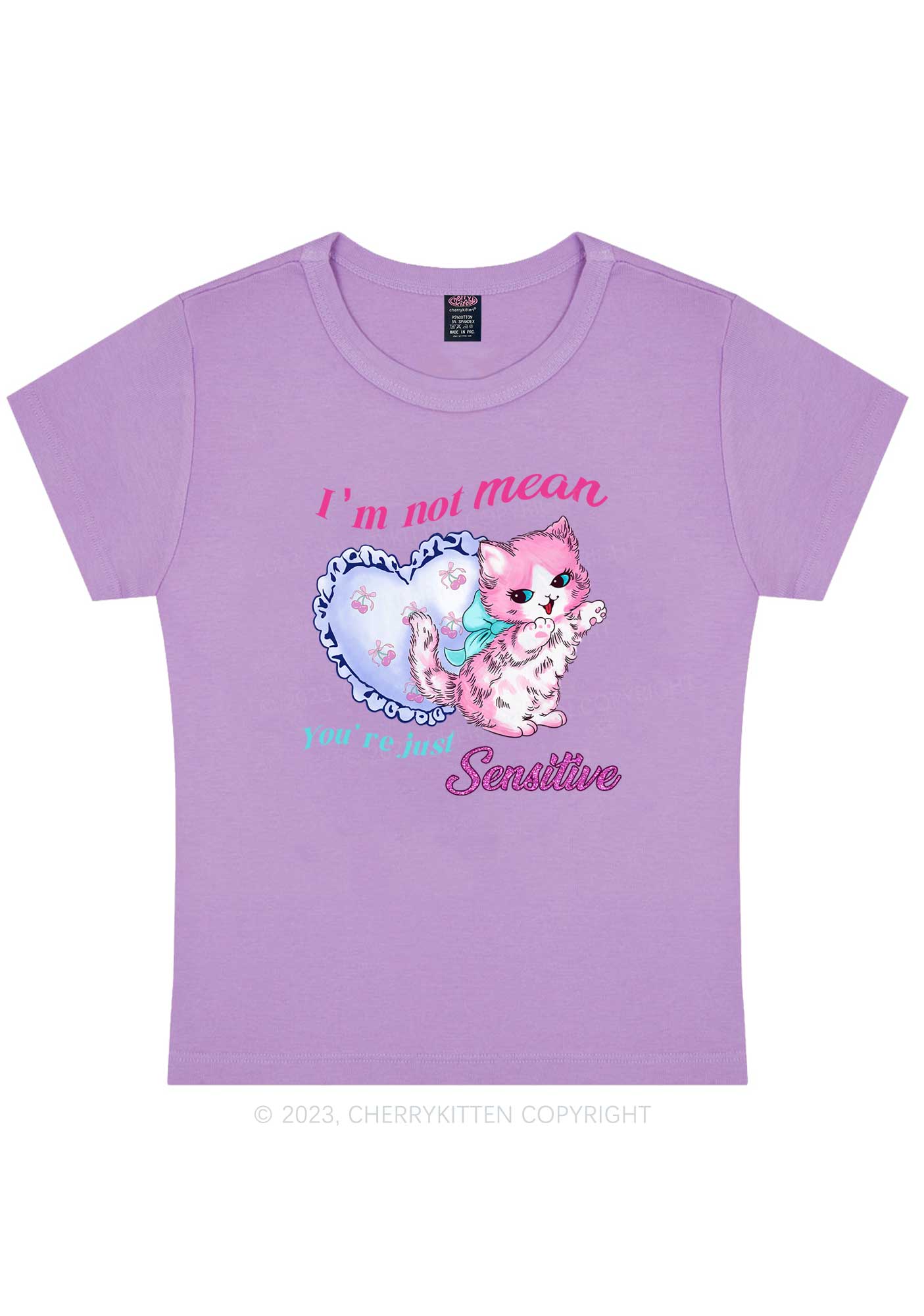 Curvy I'm Not Mean Y2K Baby Tee Cherrykitten - Image 4