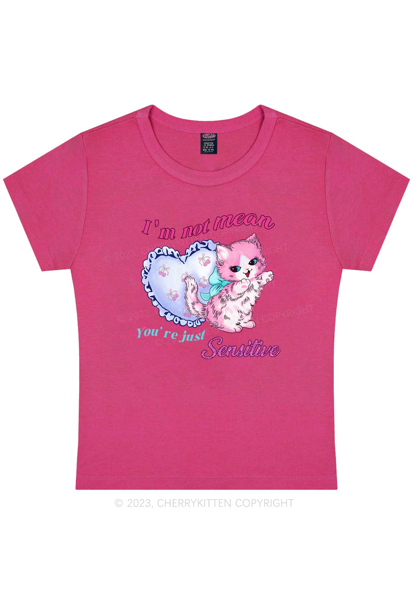 Curvy I'm Not Mean Y2K Baby Tee Cherrykitten - Image 5